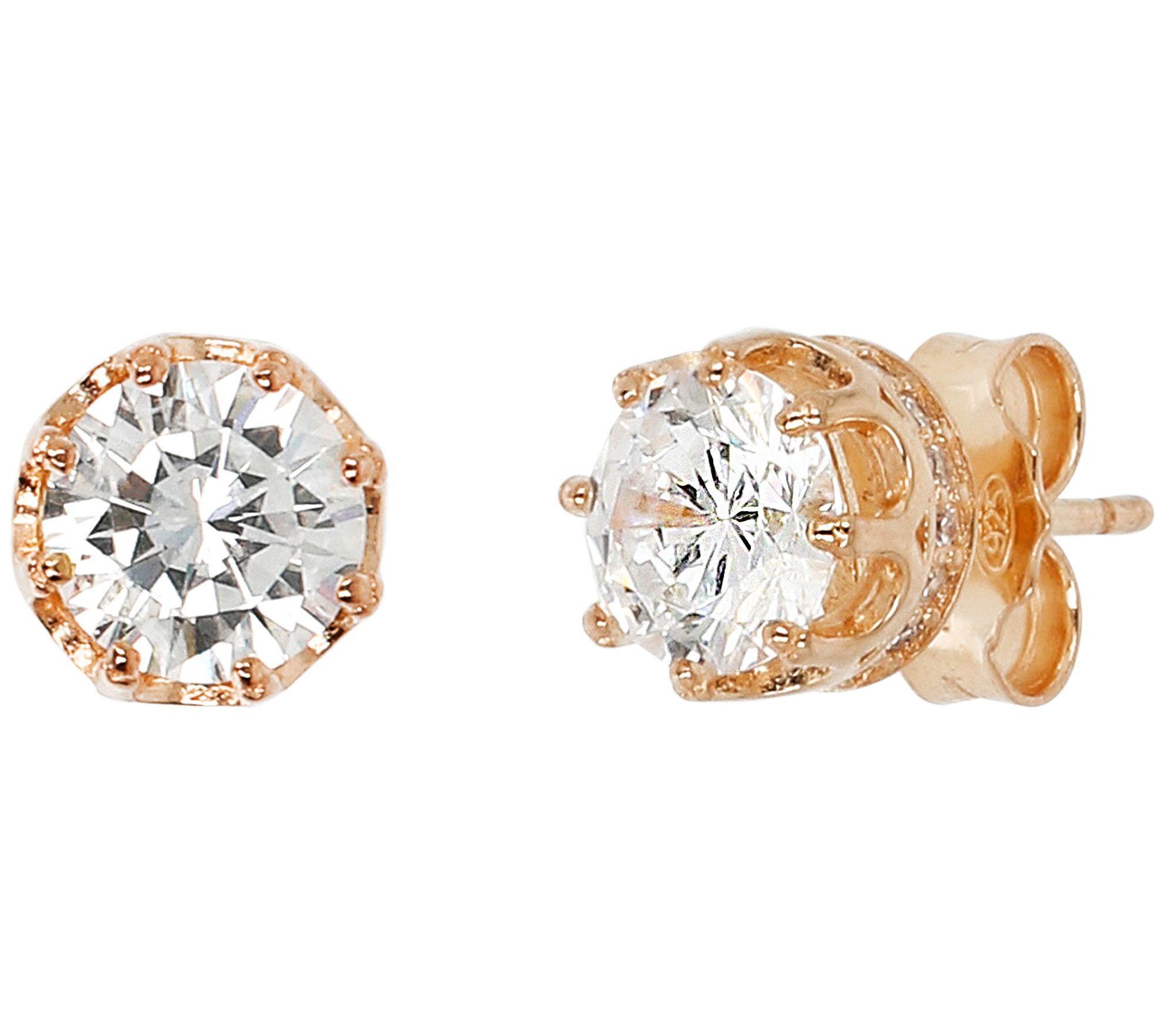 Diamonique 1.85 cttw Solitaire Stud Earrings, S terling Silver