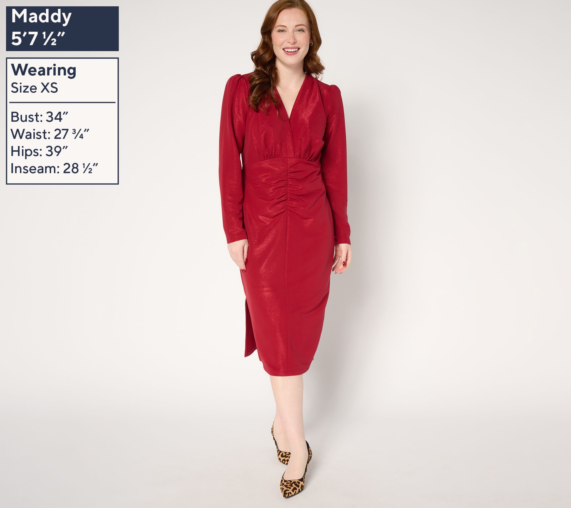 Dennis Basso Foil Print Italia Knit Dress with Ruching