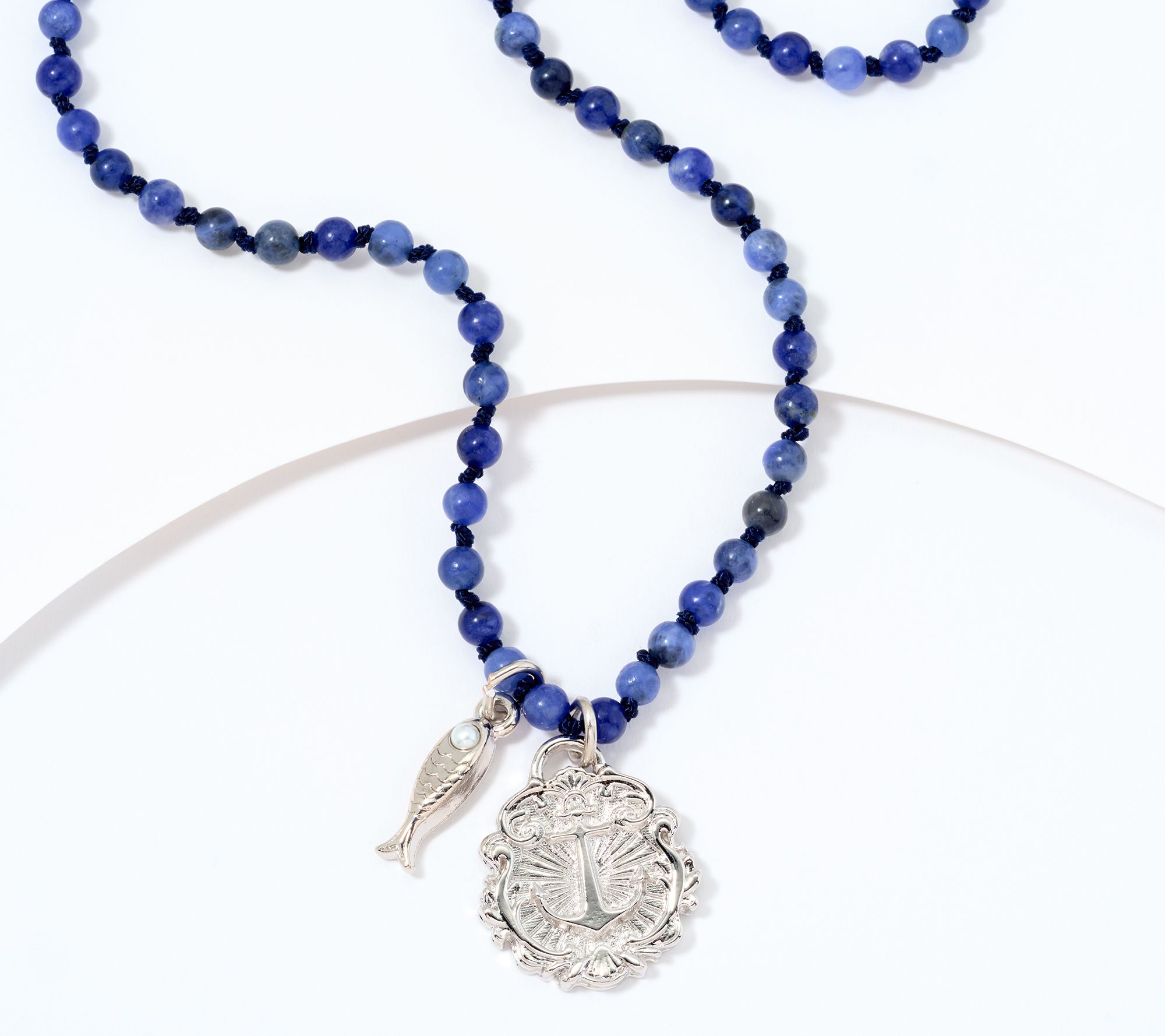 Divinely Guided by Theresa Caputo Sodalite Hand-Knotted Charm Necklace