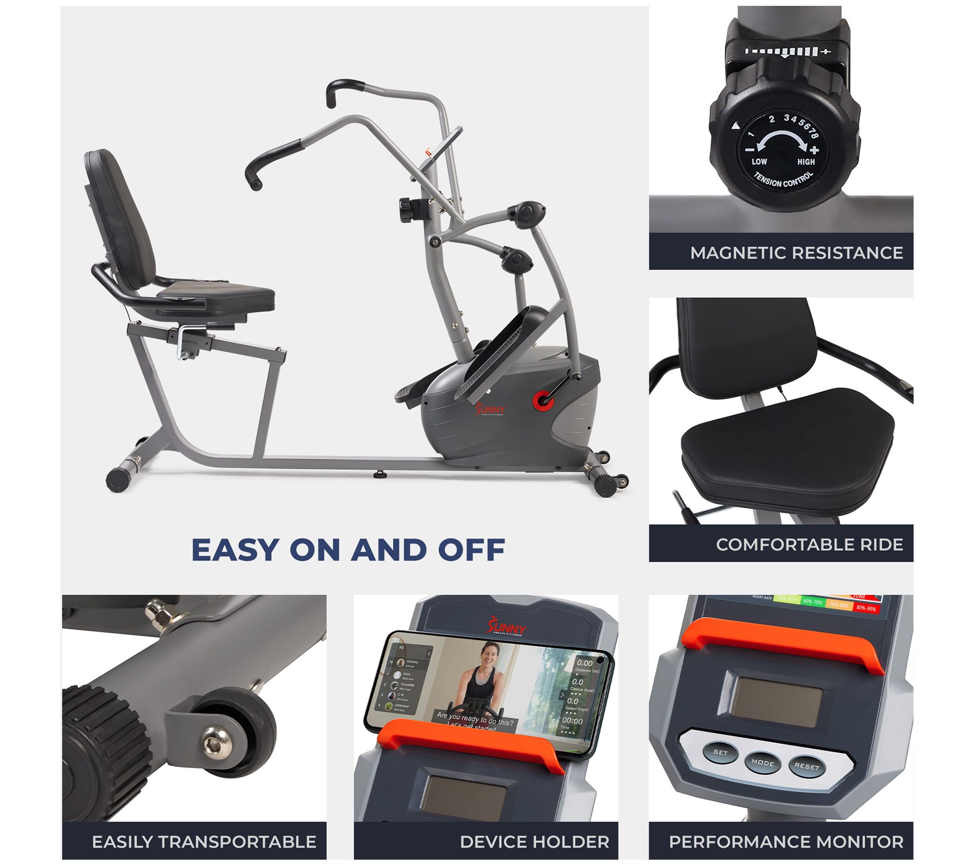 Sunny Health Fitness Recumbent Elliptical