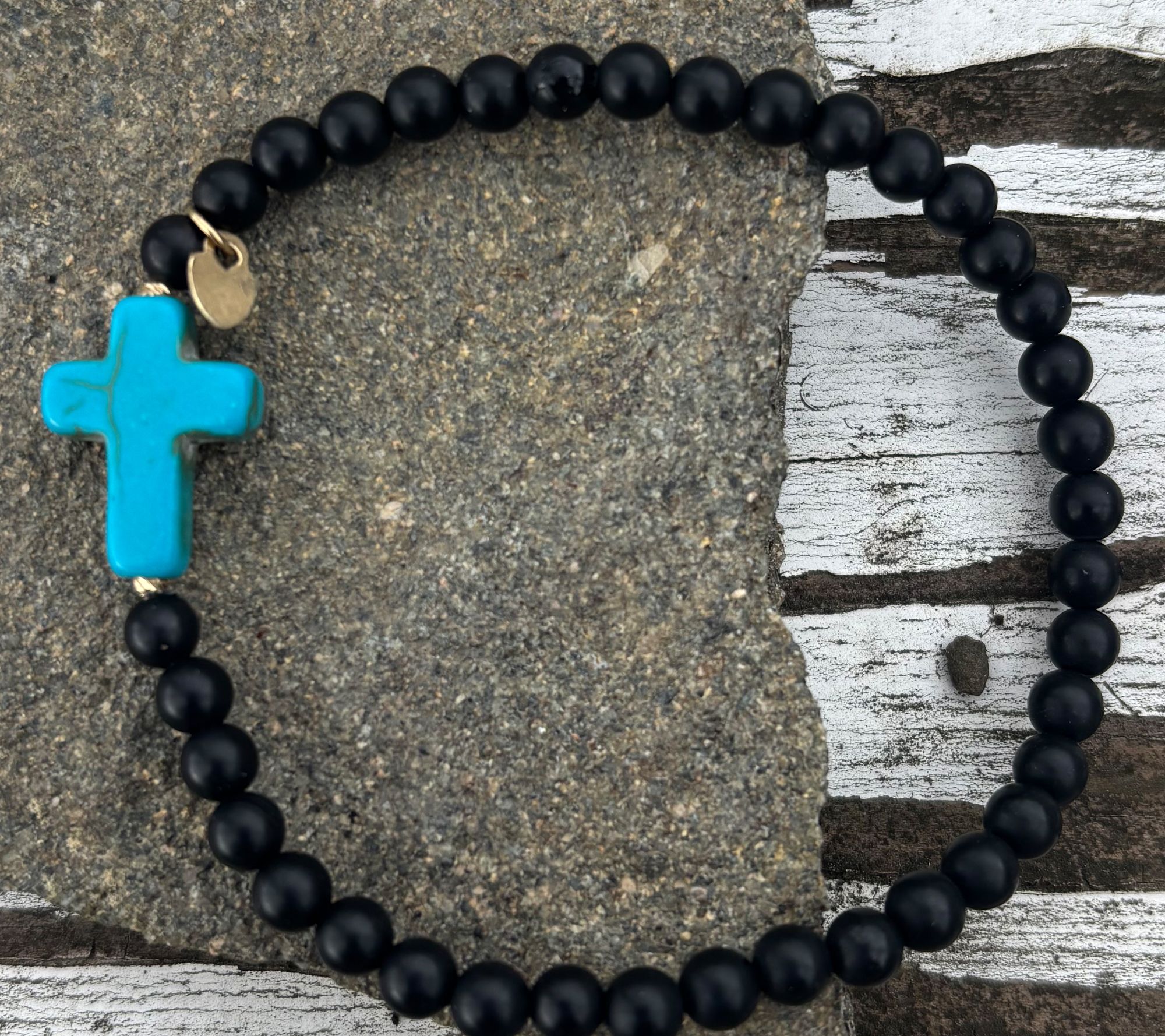 Alkeme 10K Gold Gemstone Bead & Cross Bracelet