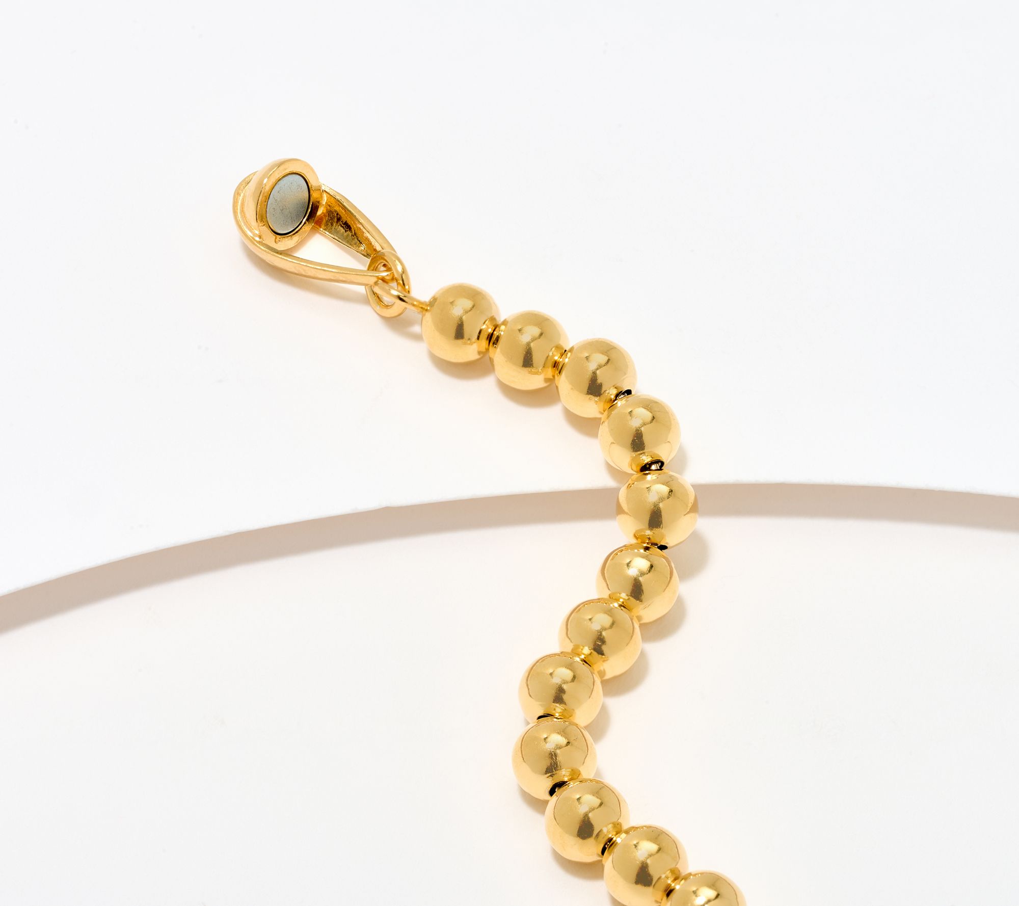 UltraFine 950 Silver Beaded Chain Magnetic Clasp Bracelet