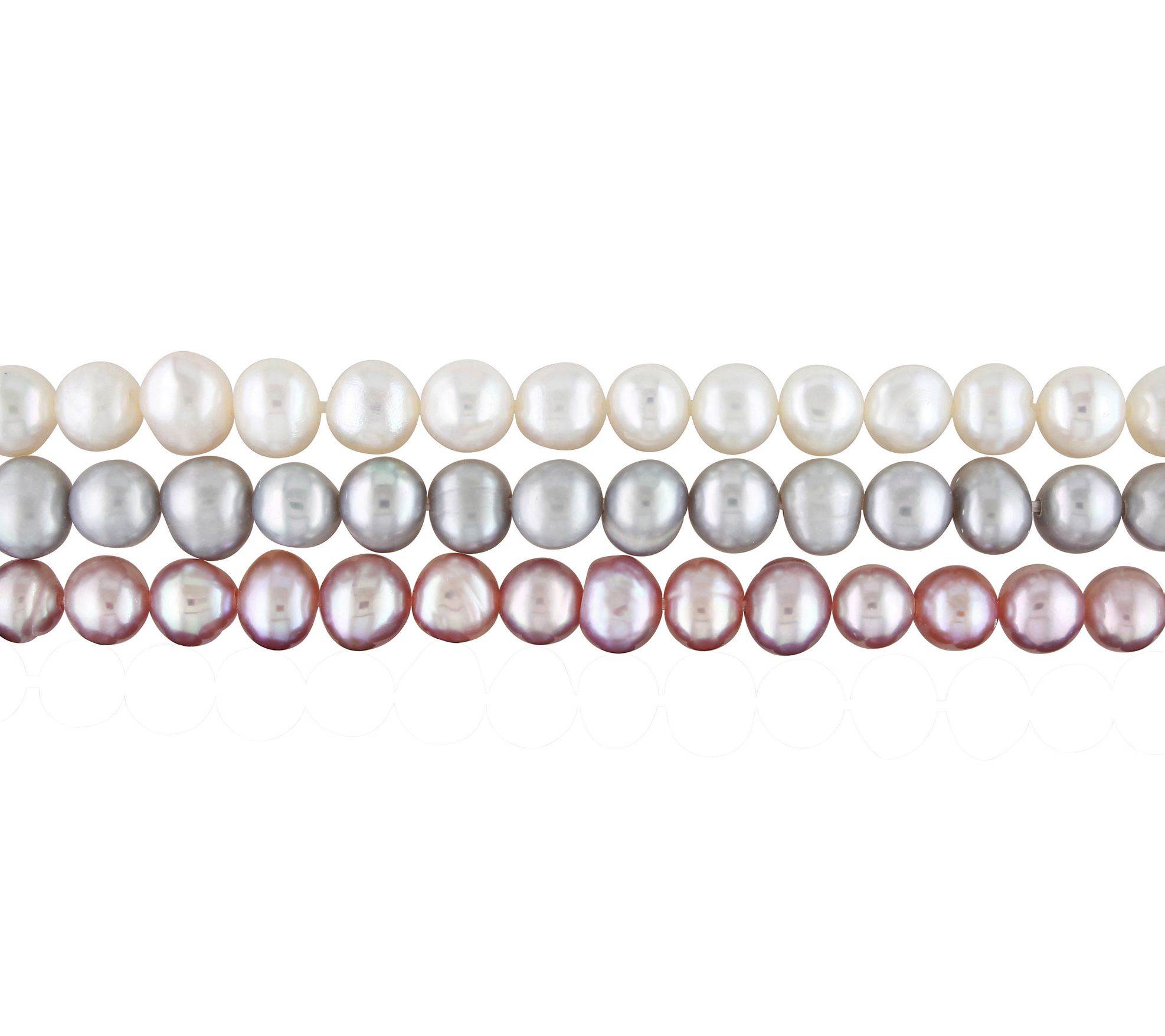 Affinity Cultured Pearl Set of 3 Stretch Bracelets