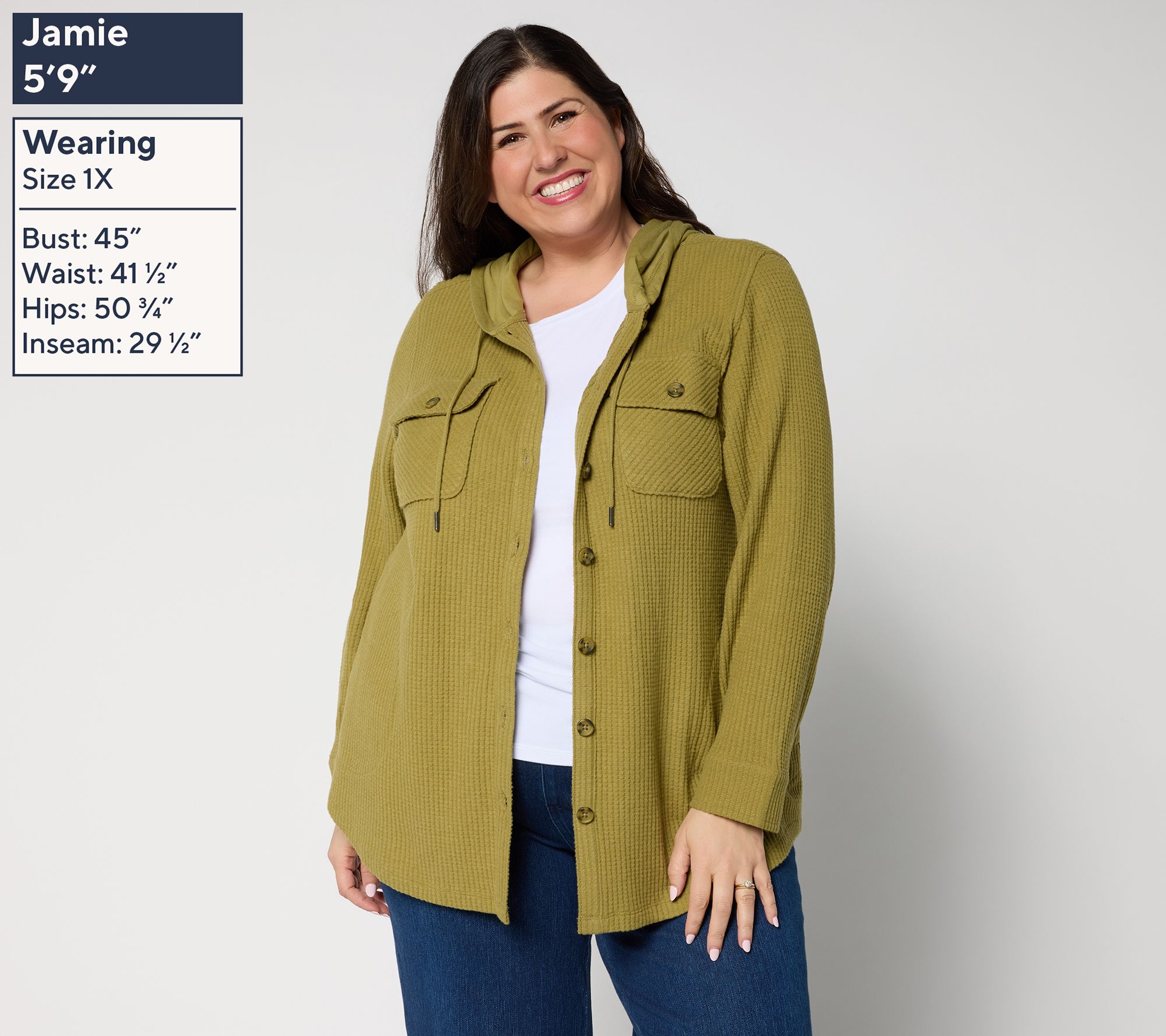 Belle by Kim Gravel Chunky Waffle Hooded Shacket