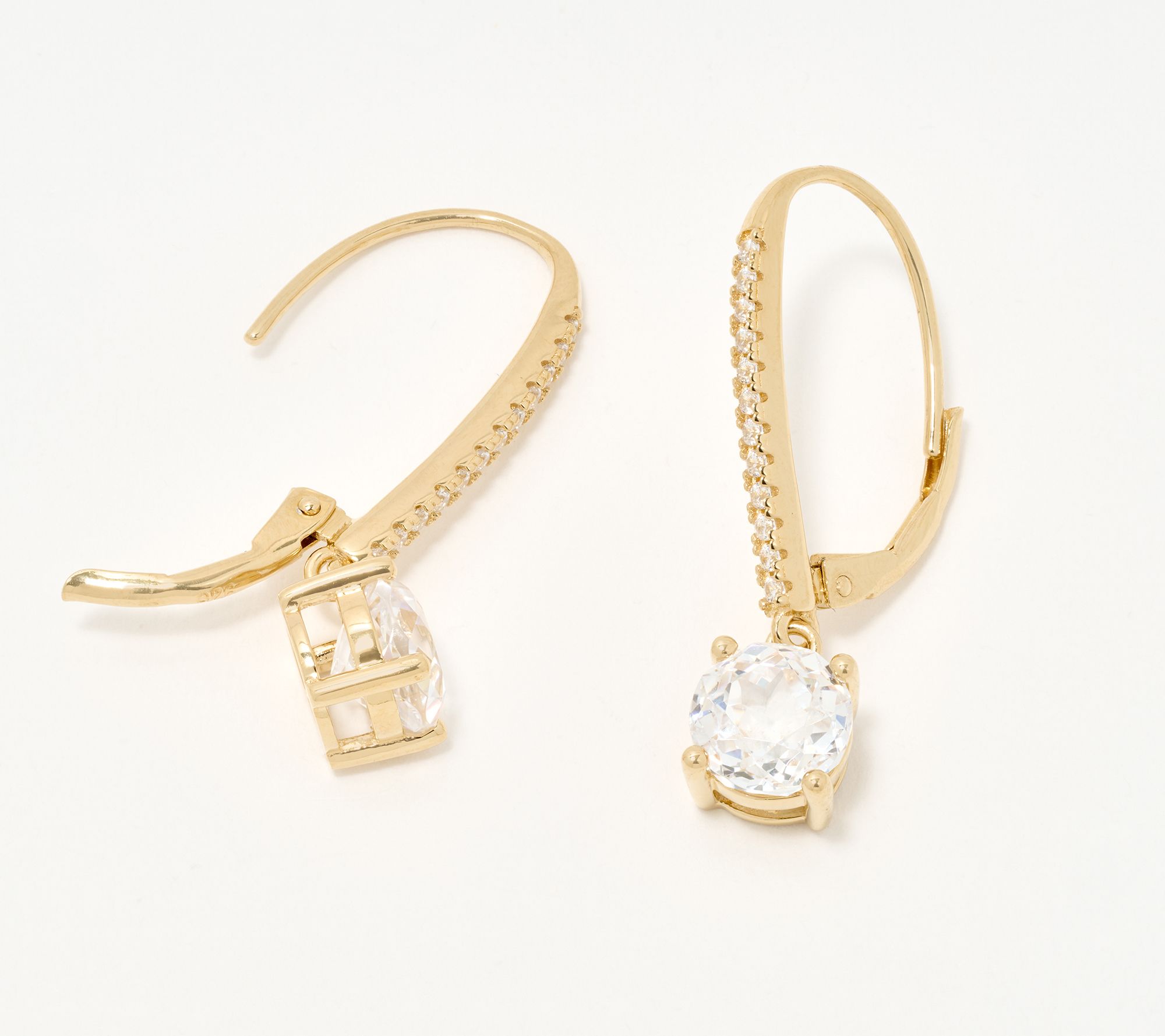 Diamonique Rose Cut Leverback Earrings, Sterling Silver