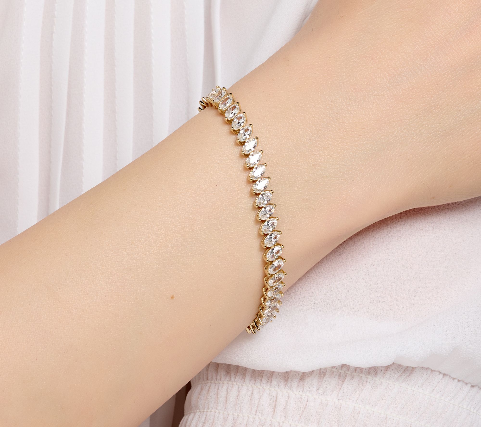 Diamonique Classics 5cttw Tennis Bracelet, 14K Gold Plated