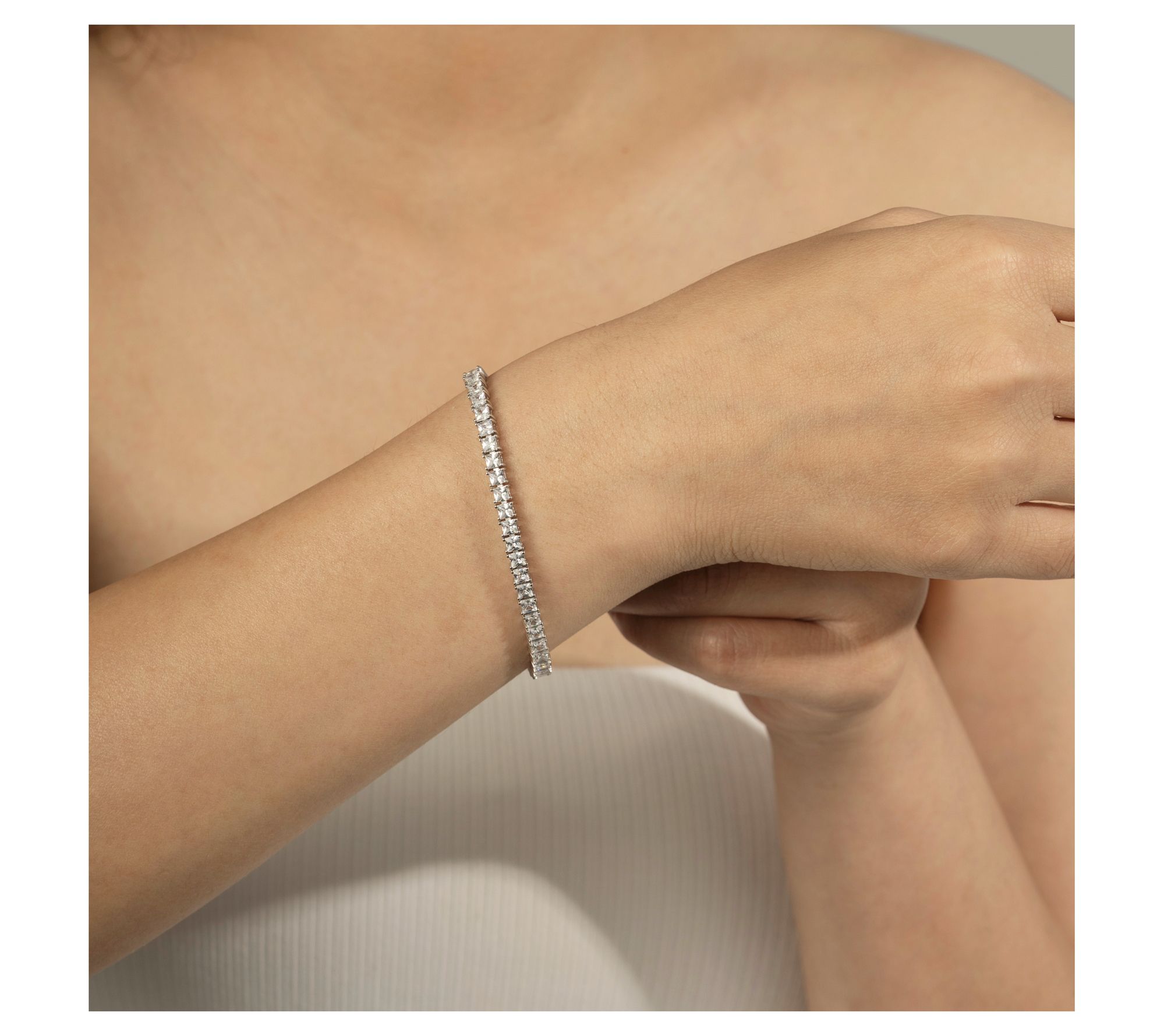 Diamonique Sterling 8.50 cttw Princess-Cut Tennis Bracelet