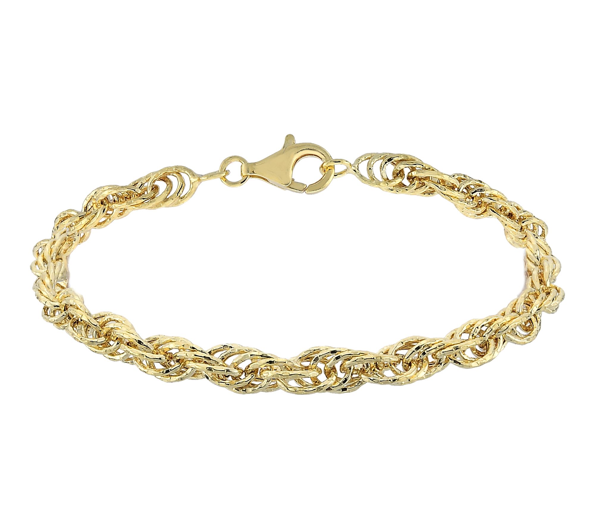 Silver Style Diamond Cut Rope Chain Bracelet, Sterling