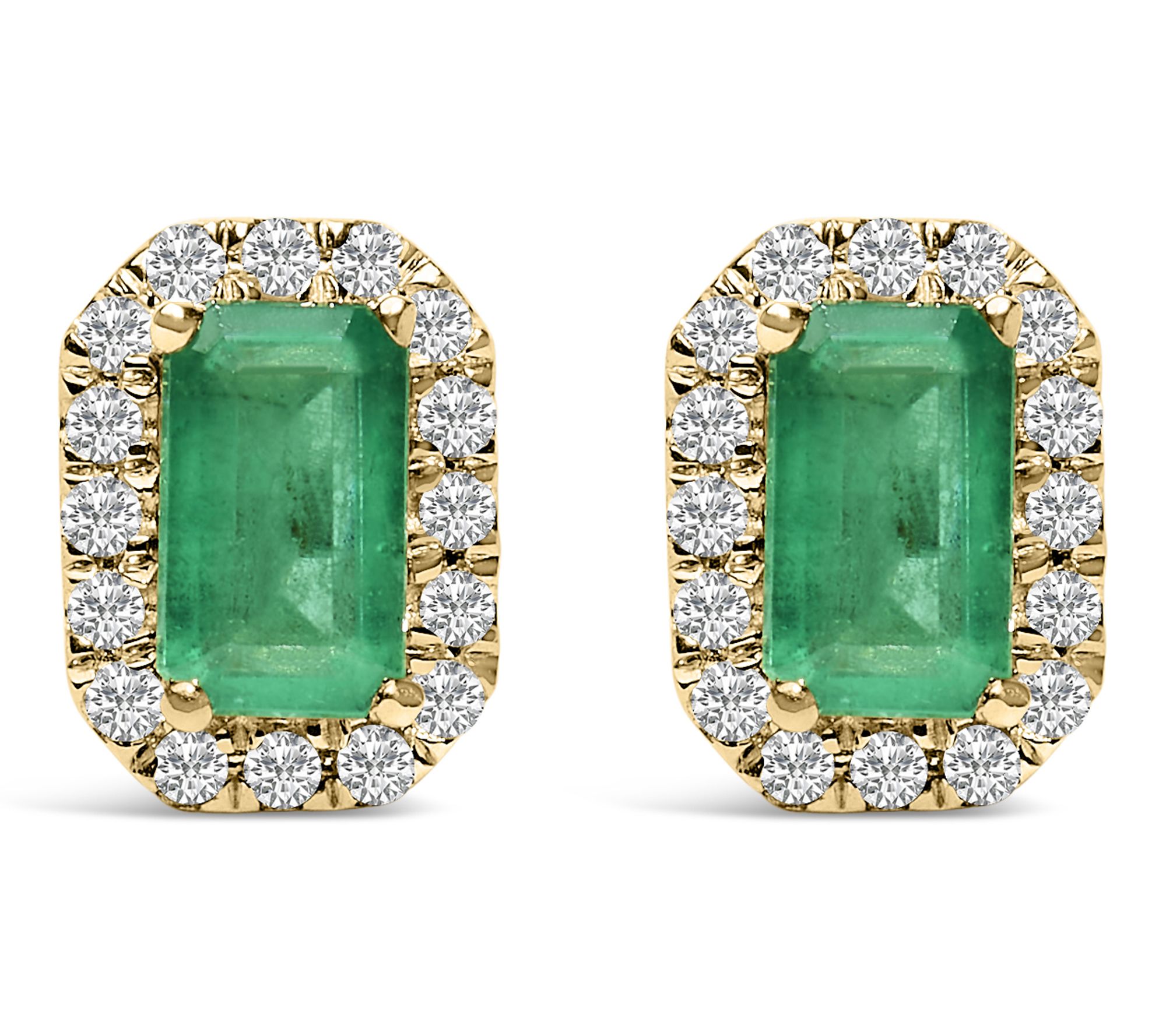Haus of Brilliance Emerald & Diamond Halo Earrings, 10K Gold