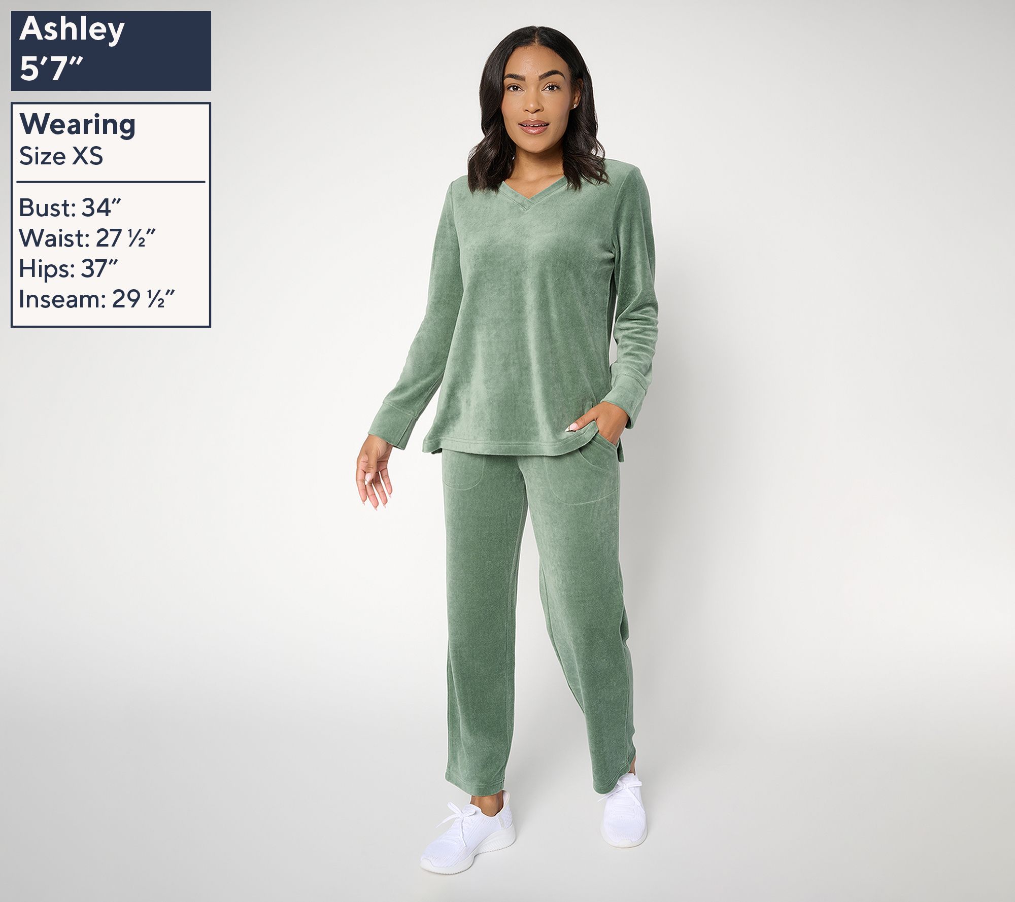 Denim & Co. Active Regular Velour Top & Straight Leg Pants Set