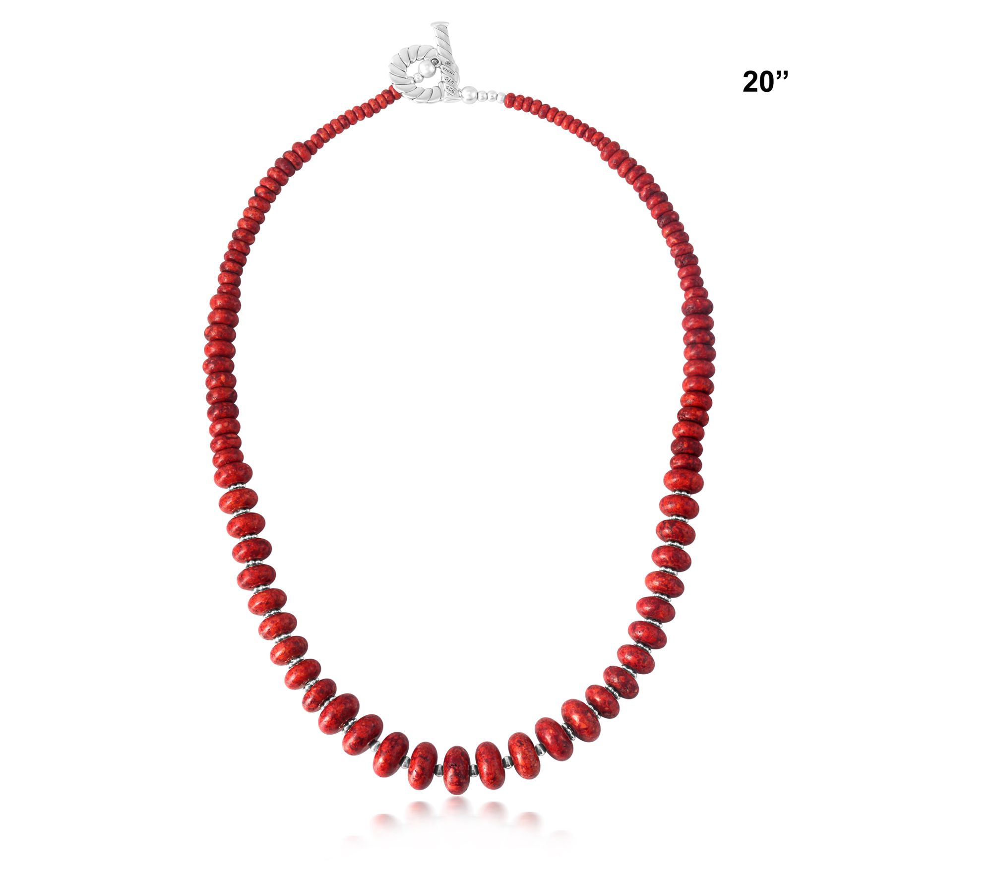 American West Sterling Sponge Coral Bead ToggleNecklace
