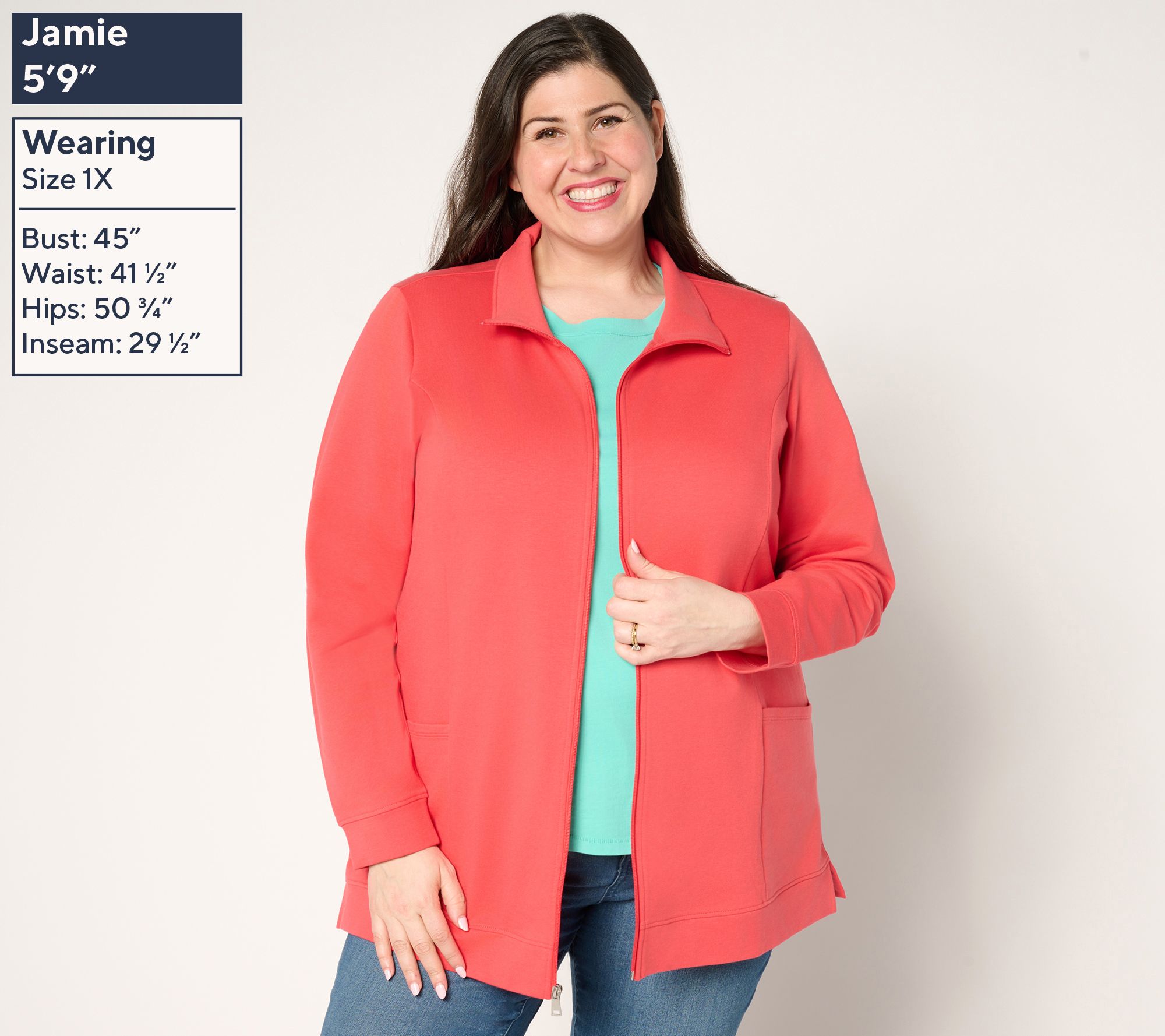 Denim & Co. Regular EasyWear French Terry Tunic Jacket