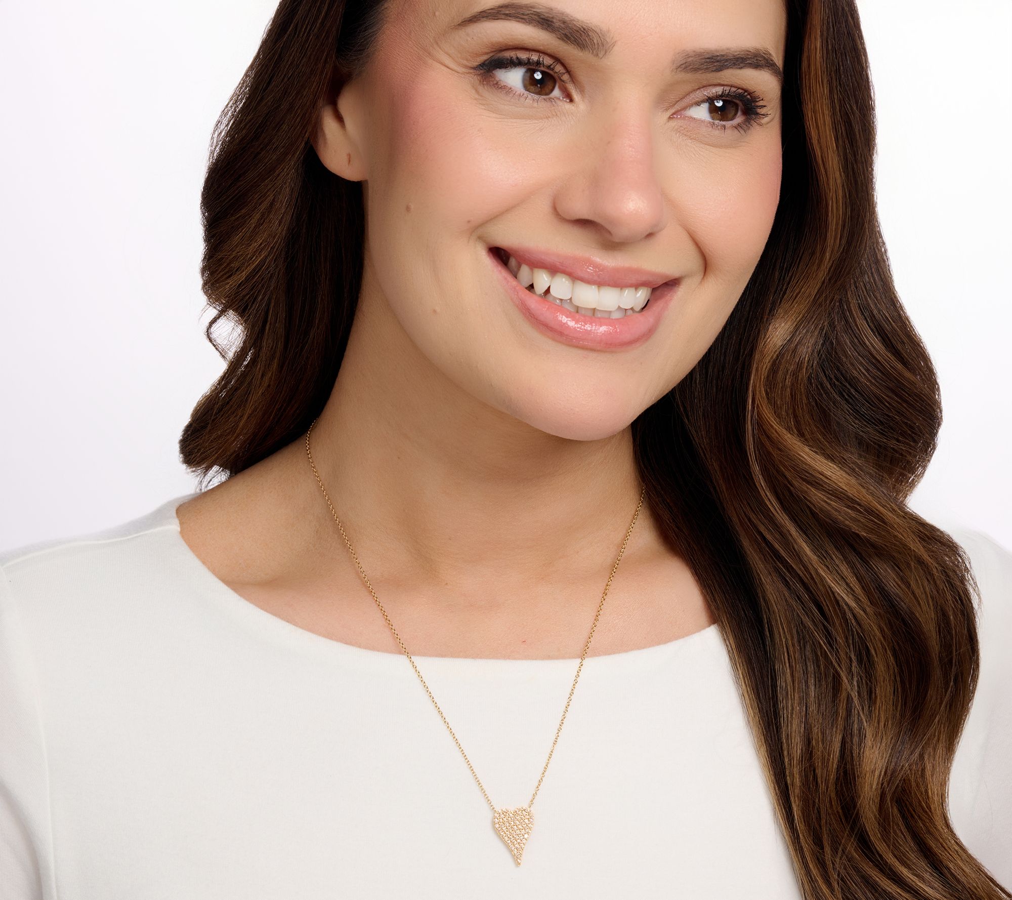 Diamonique x Jennifer Miller Mini Pave Heart Necklace, Sterling Silver