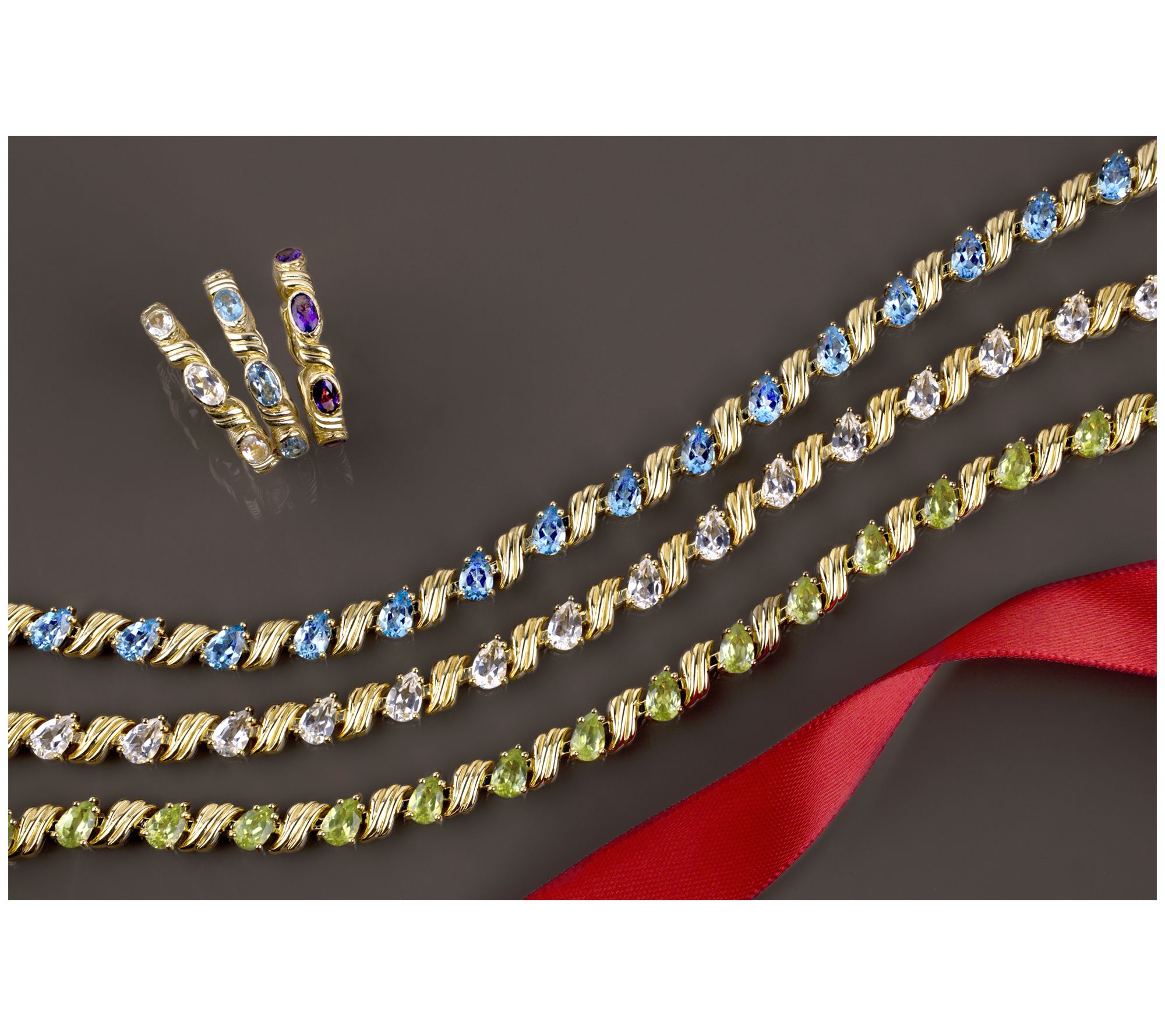 Christian James by Scott Grimes 14K Gold Clad Ripple Gemstone Tennis Bracelet