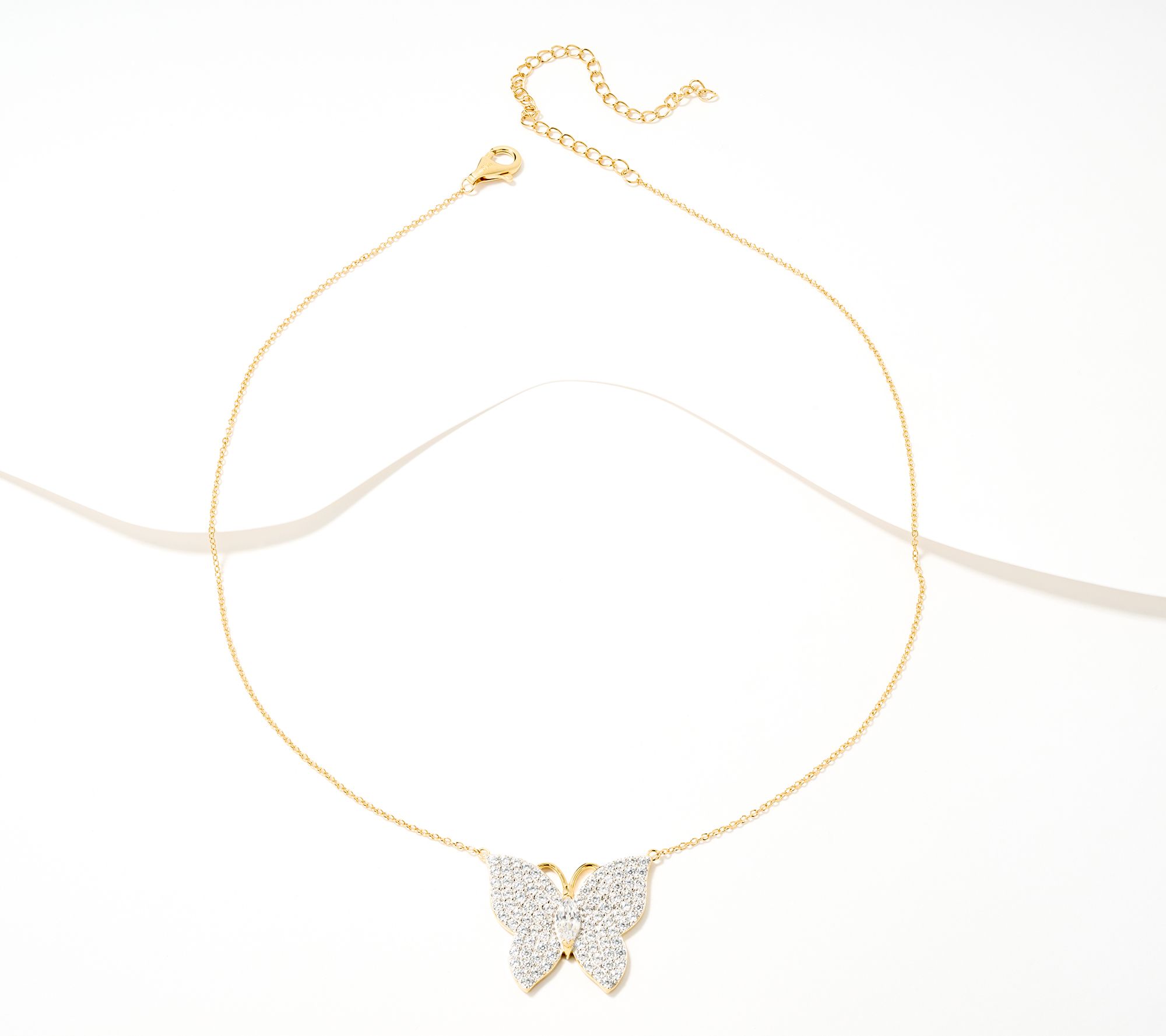 Diamonique x Jennifer Miller Pave Butterfly Necklace, Sterling Silver