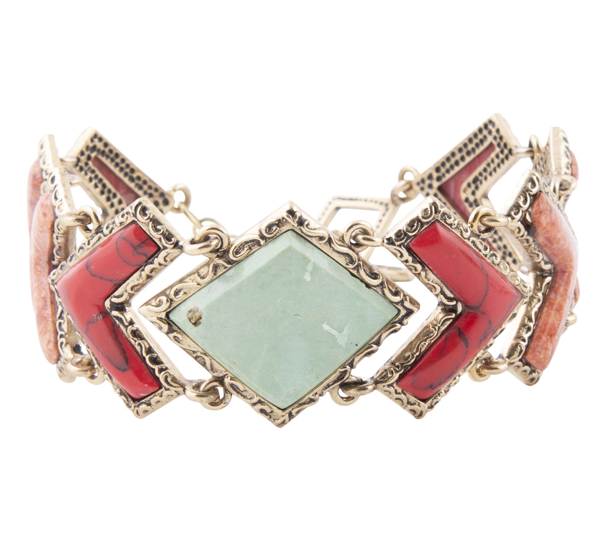 Barse Artisan Crafted Bronze Composite Turquiose Bracelet