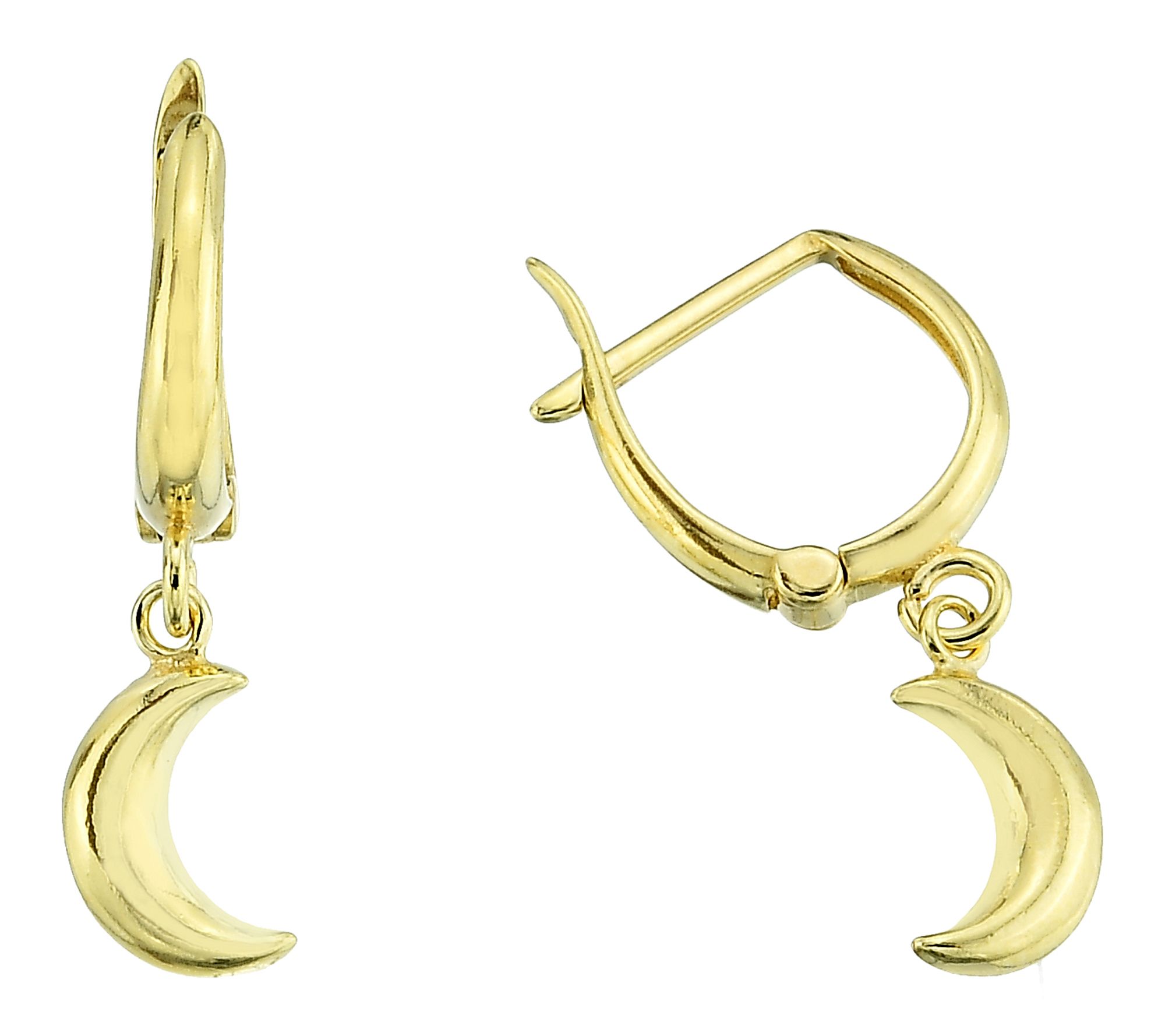 Silver Style Half Moon Drop Hoop Earrings, Sterling