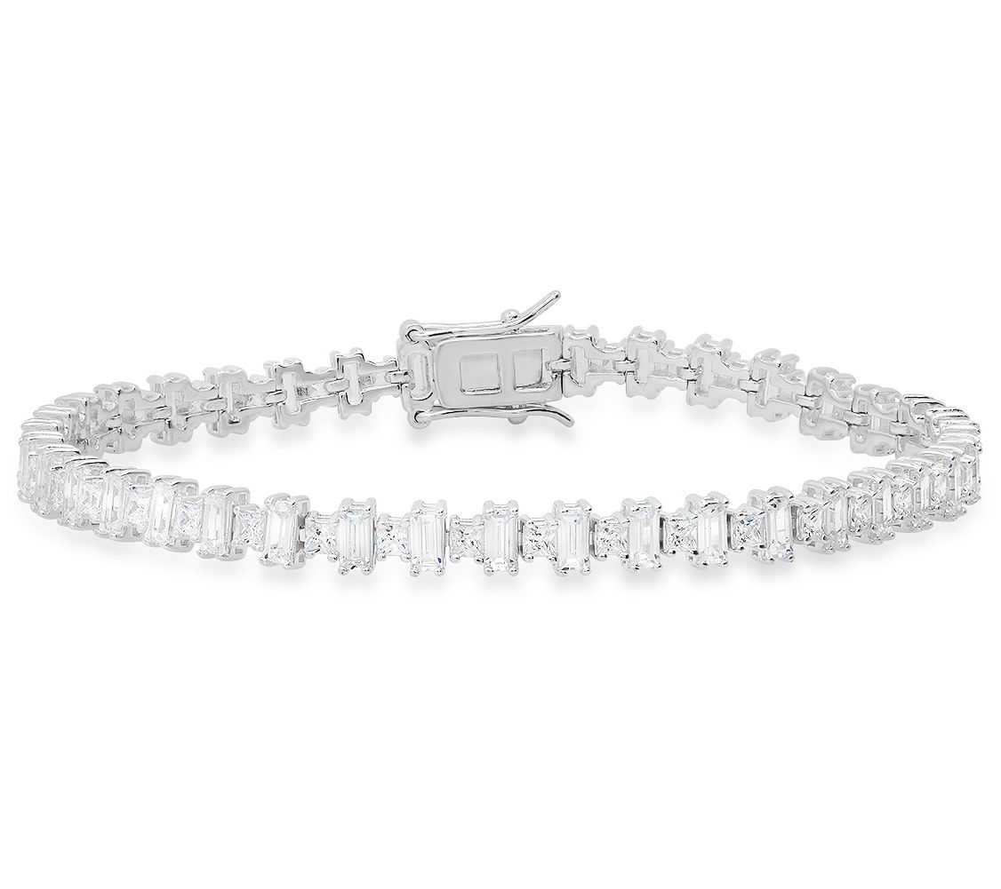 Sterling Silver 7.75 cttw Simulated Diamond Tennis Bracelet