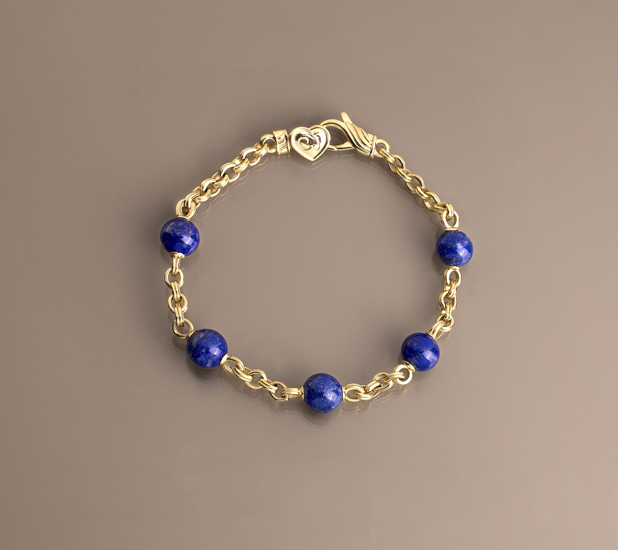 Christian James Gemstone 14K Gold Clad Bead Double Rolo Bracelet
