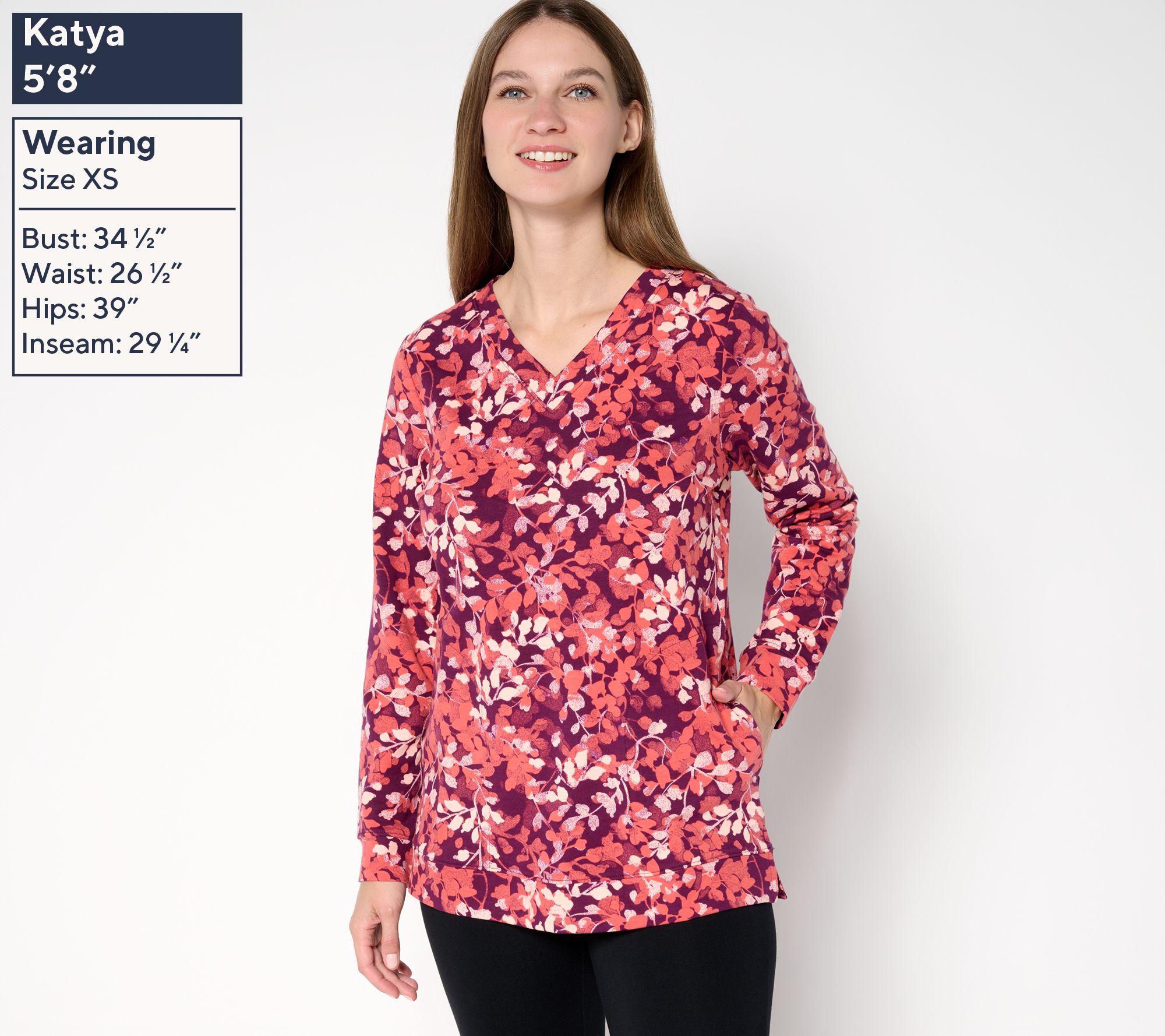 Denim & Co. Active Regular French Terry Long Sleeve Tunic