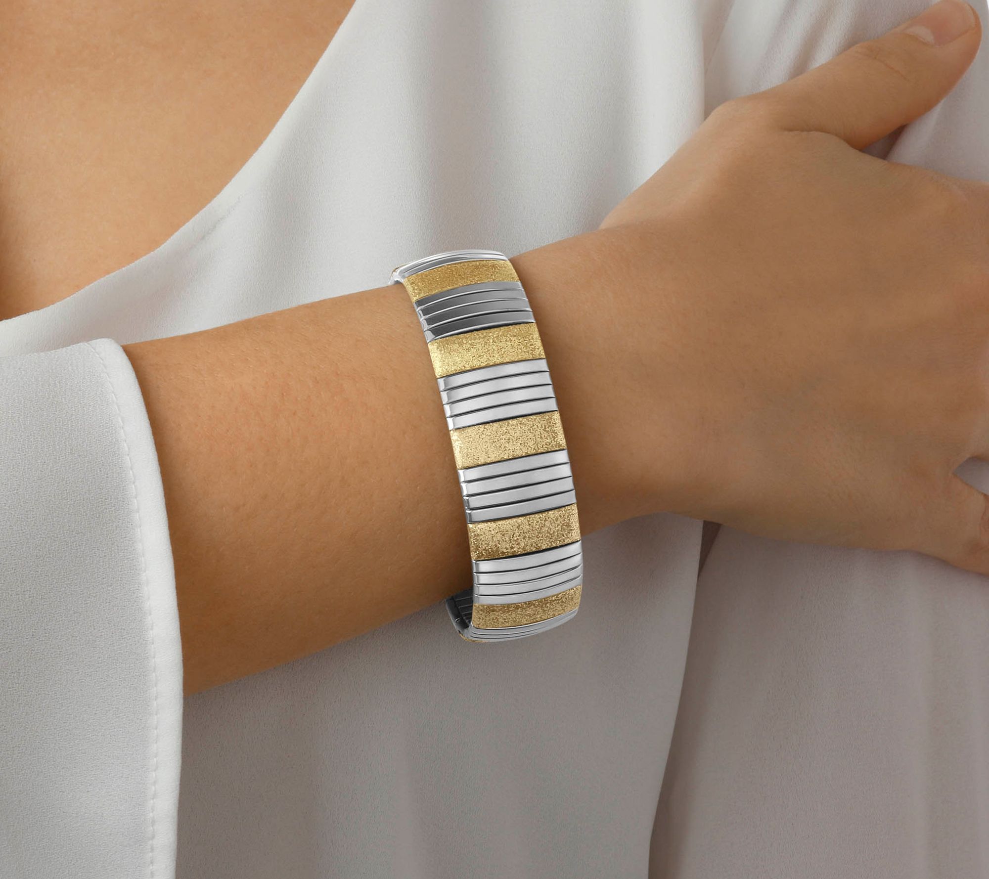 Steel by Design Glitter Earrings and Stretch Bracelet Set