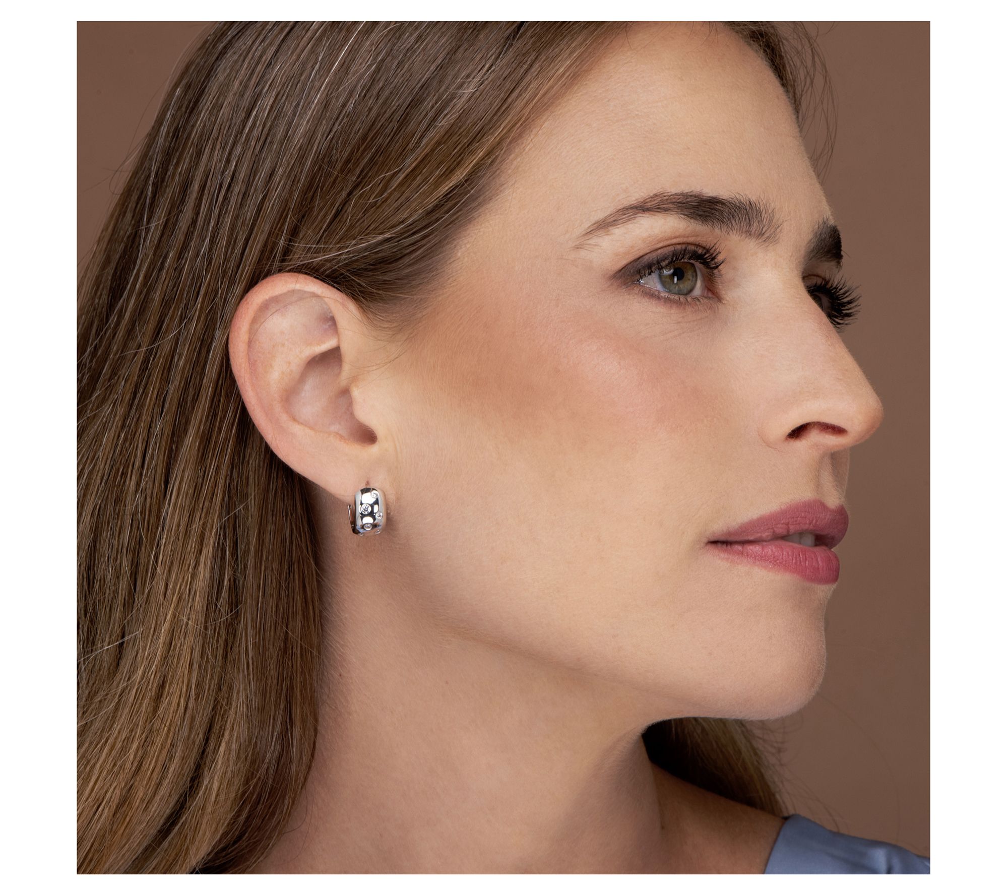 Diamonique Classic Huggie Hoop Earrings, Sterling Silver