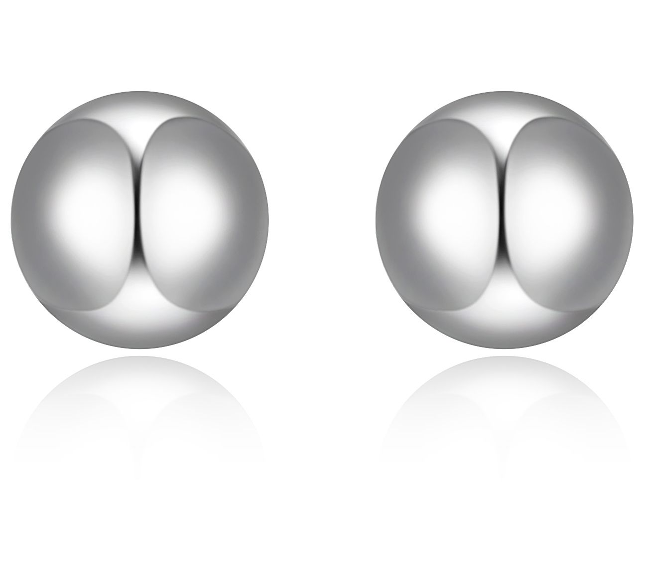 Silver Style Two-Tone Set of 2 Ball Stud Earrings, Sterling