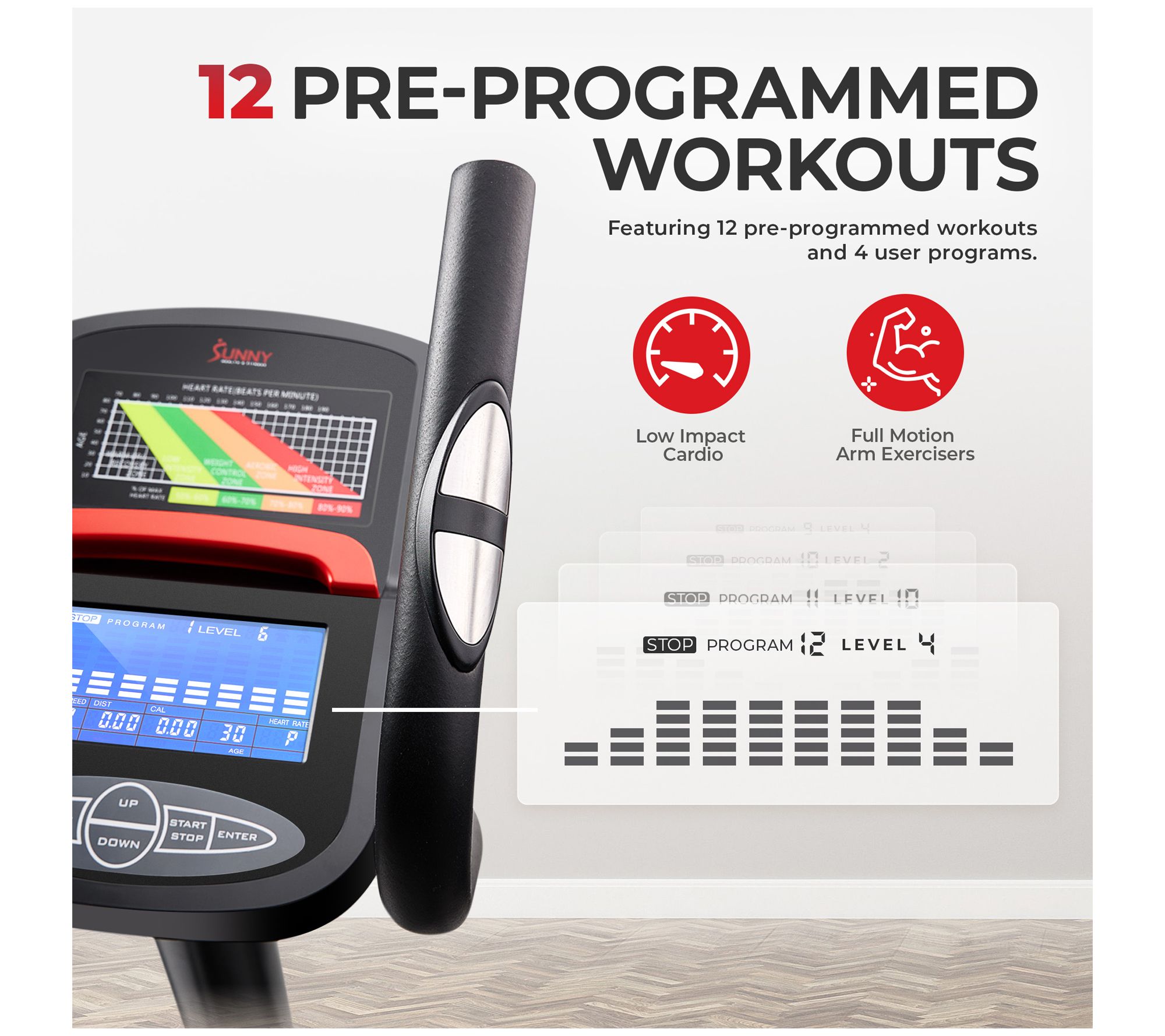 Sunny Health Fitness Smart Elliptical Machine