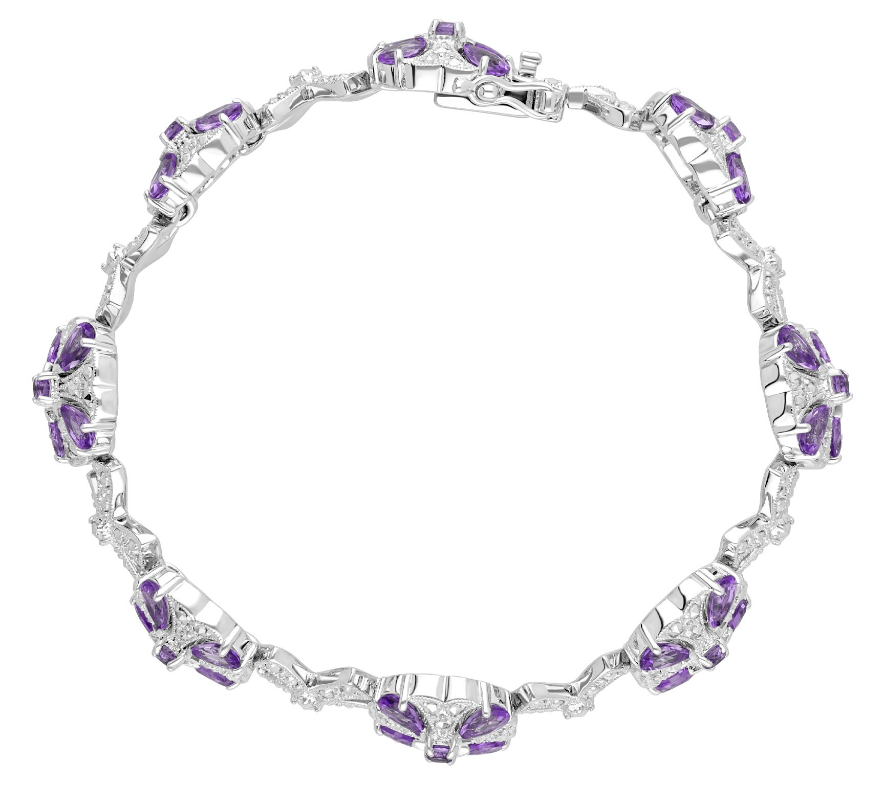 Dallas Prince Sterling Amethyst & Chrome Marcasite Bracelet