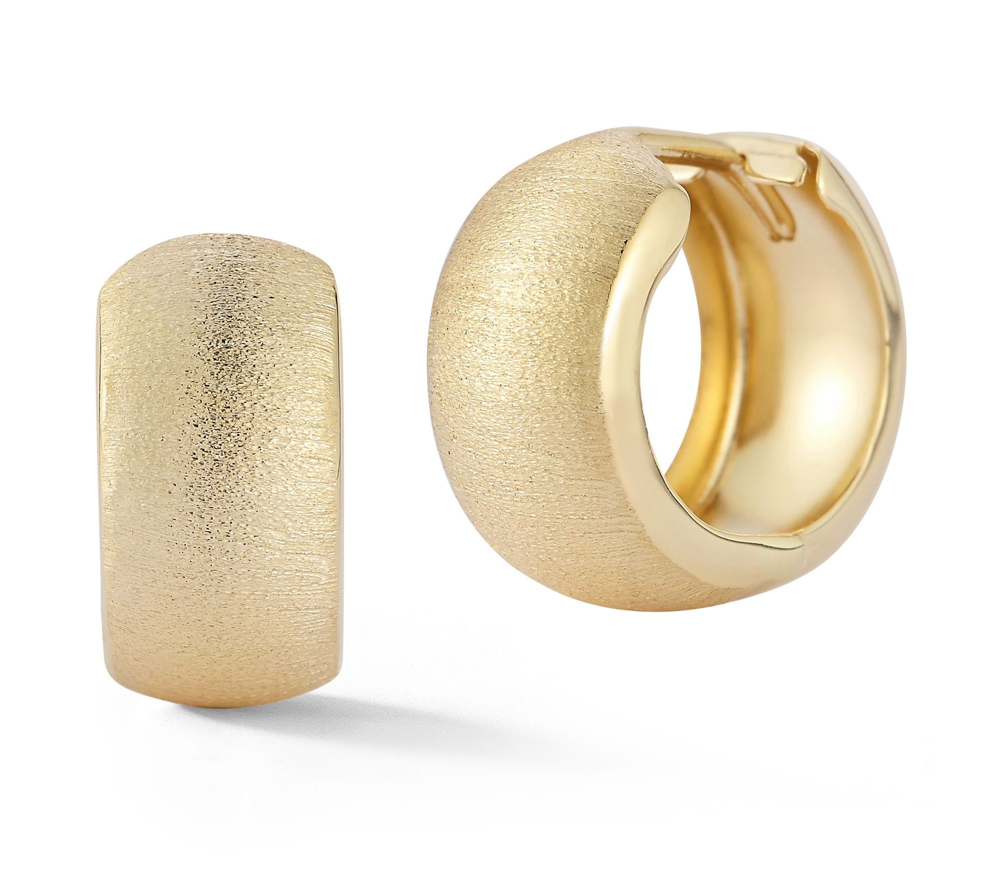 Luminosa Gold Bold Satin Round Hoop Earrings, 14K