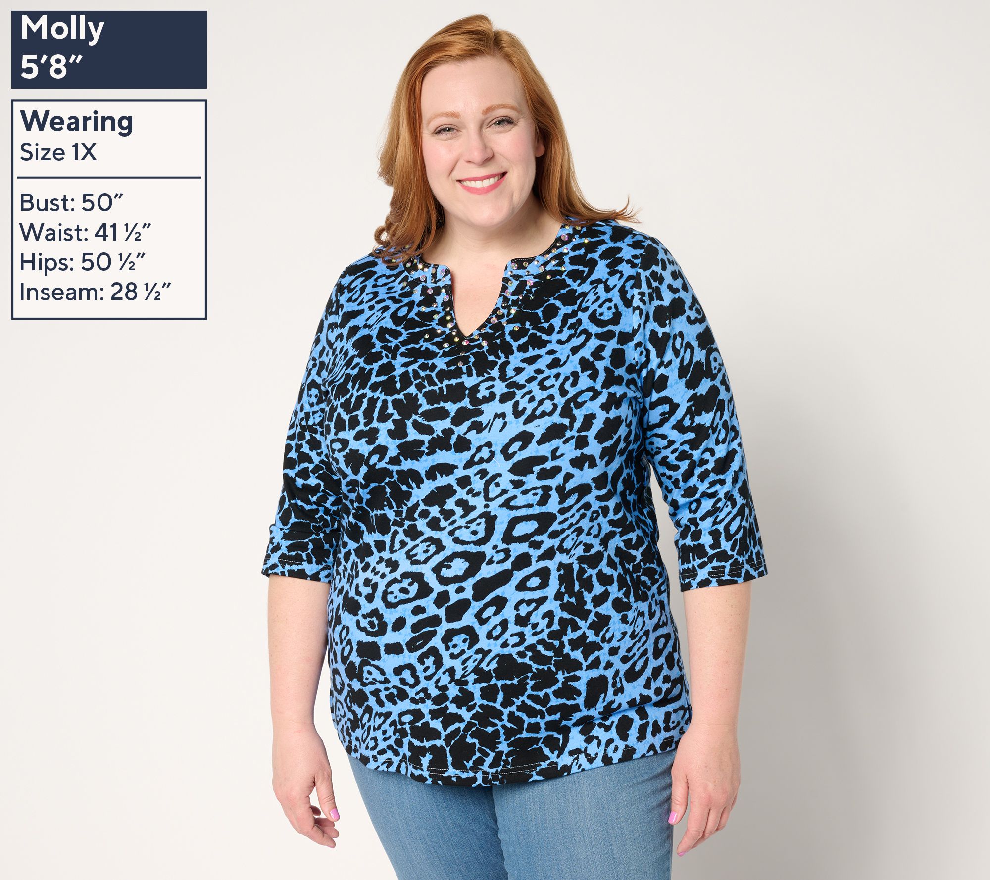 Quacker Factory Angel's Wild Side 3/4 Sleeve Knit Top