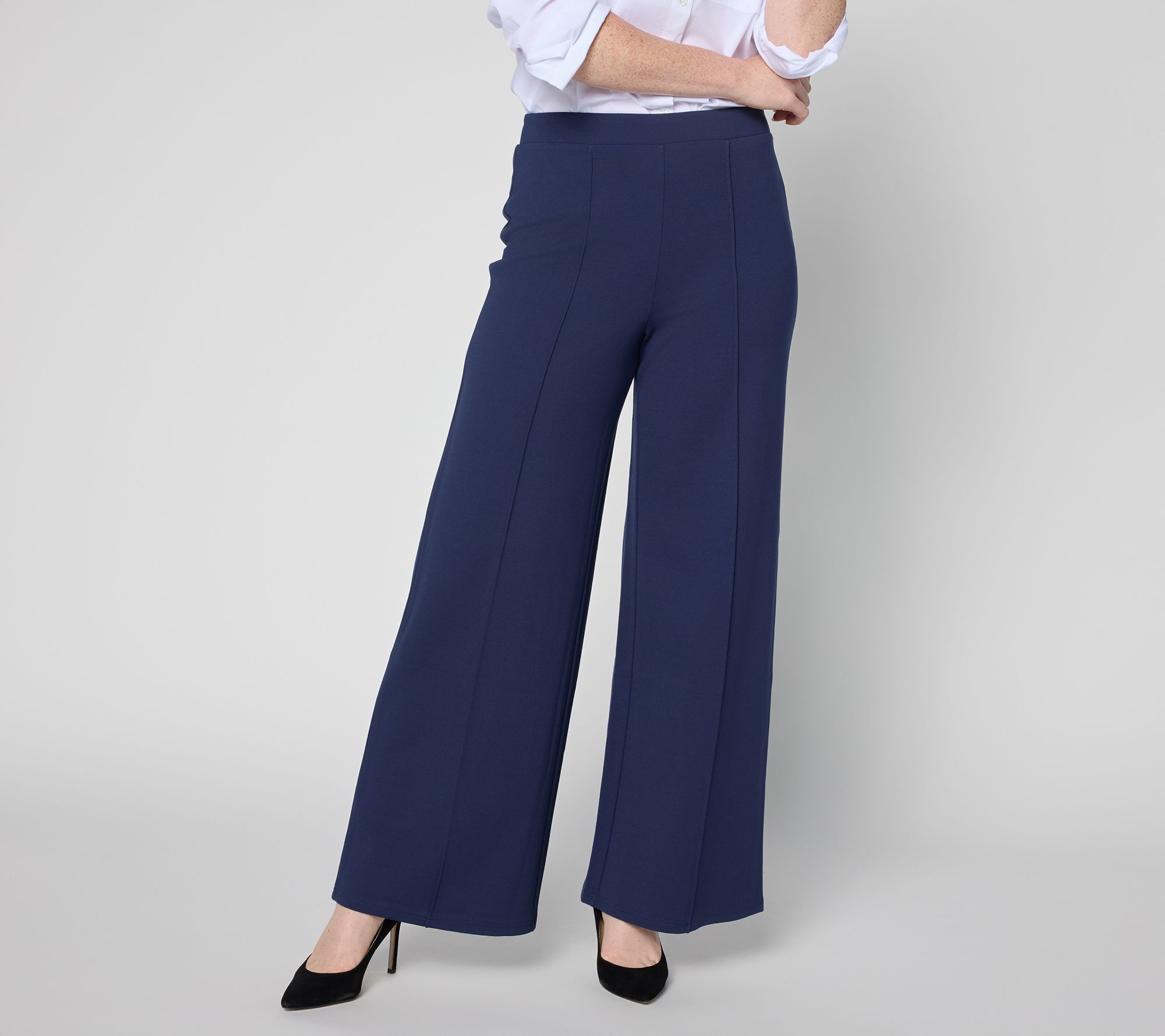 Joan Rivers Petite Bitsy Wide Leg Pull-On Ponte Pants