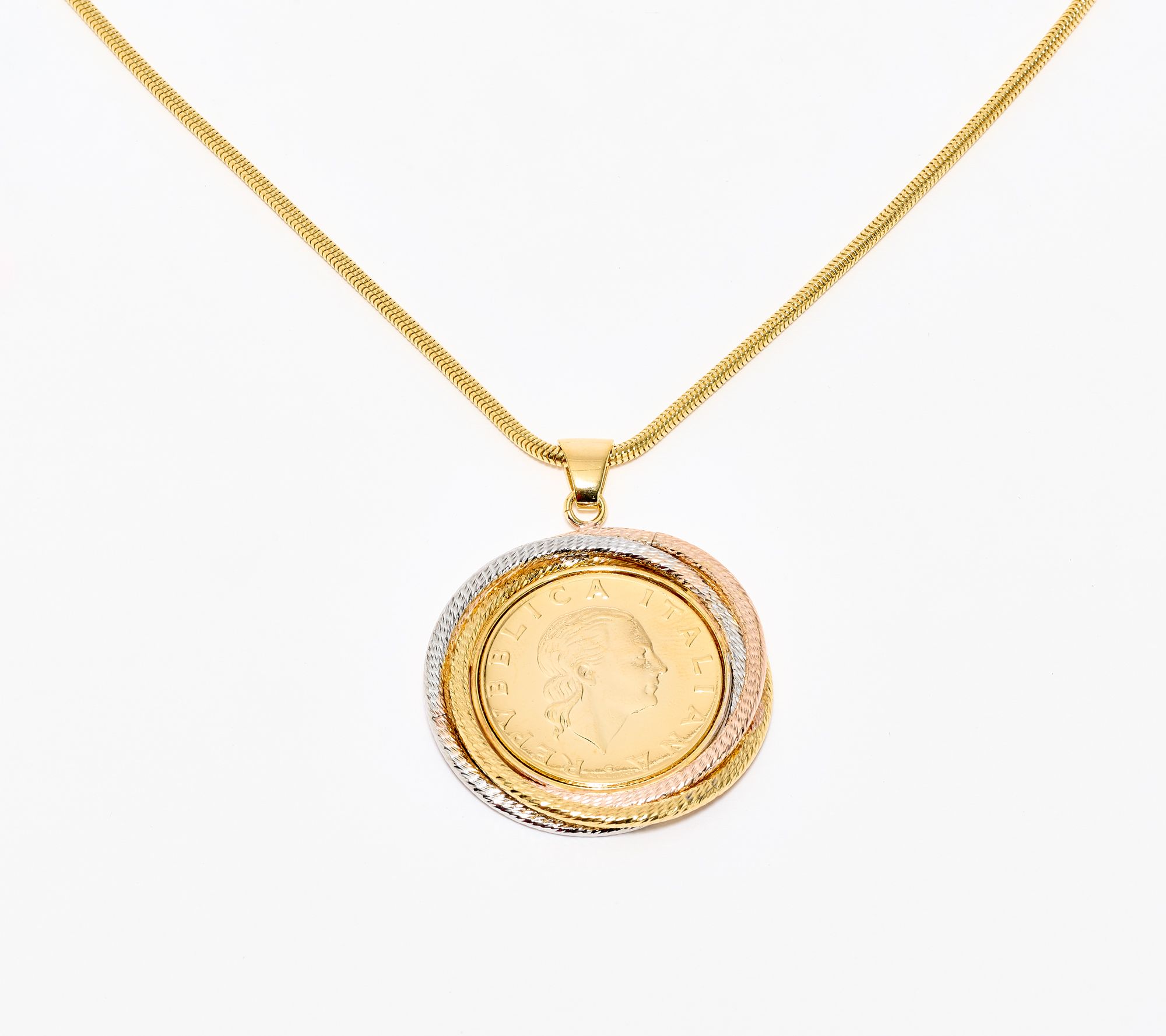 David Markstein Bronze Triple Wrapped 200 Genuine Lira Coin Necklace