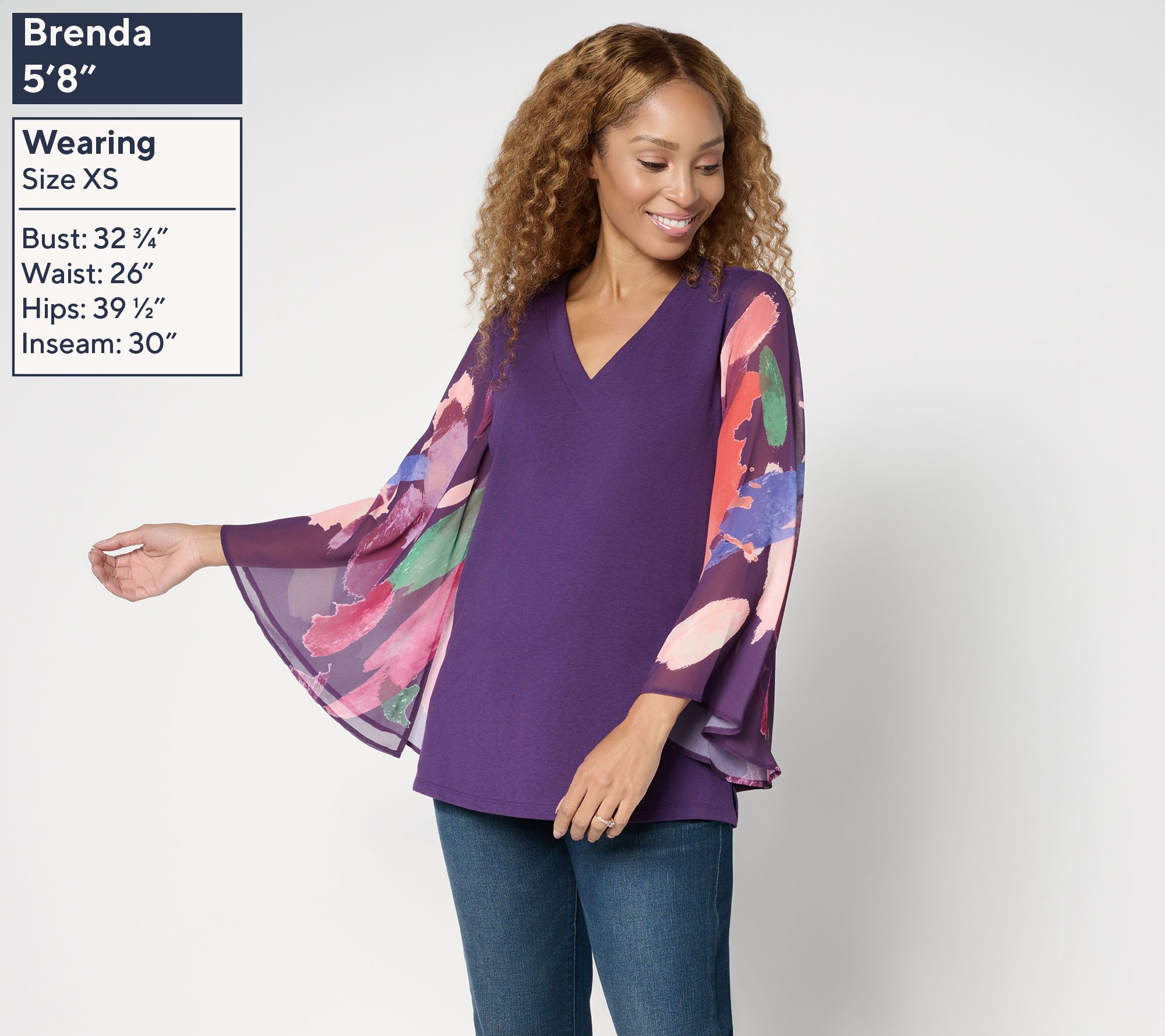 Brandis Dress Out Loud Autumn Abstract Breezey Sleeve V-Neck Top