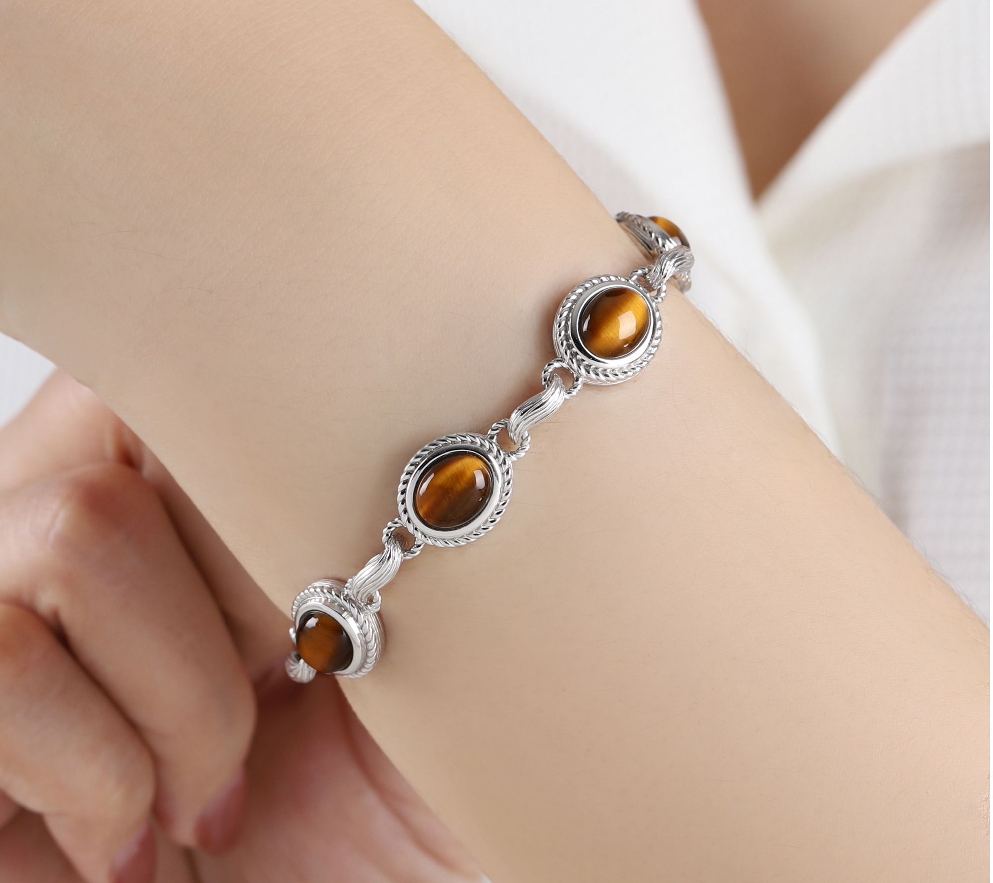 Ariva Sterling Silver Tiger Eye Arden Bracelet