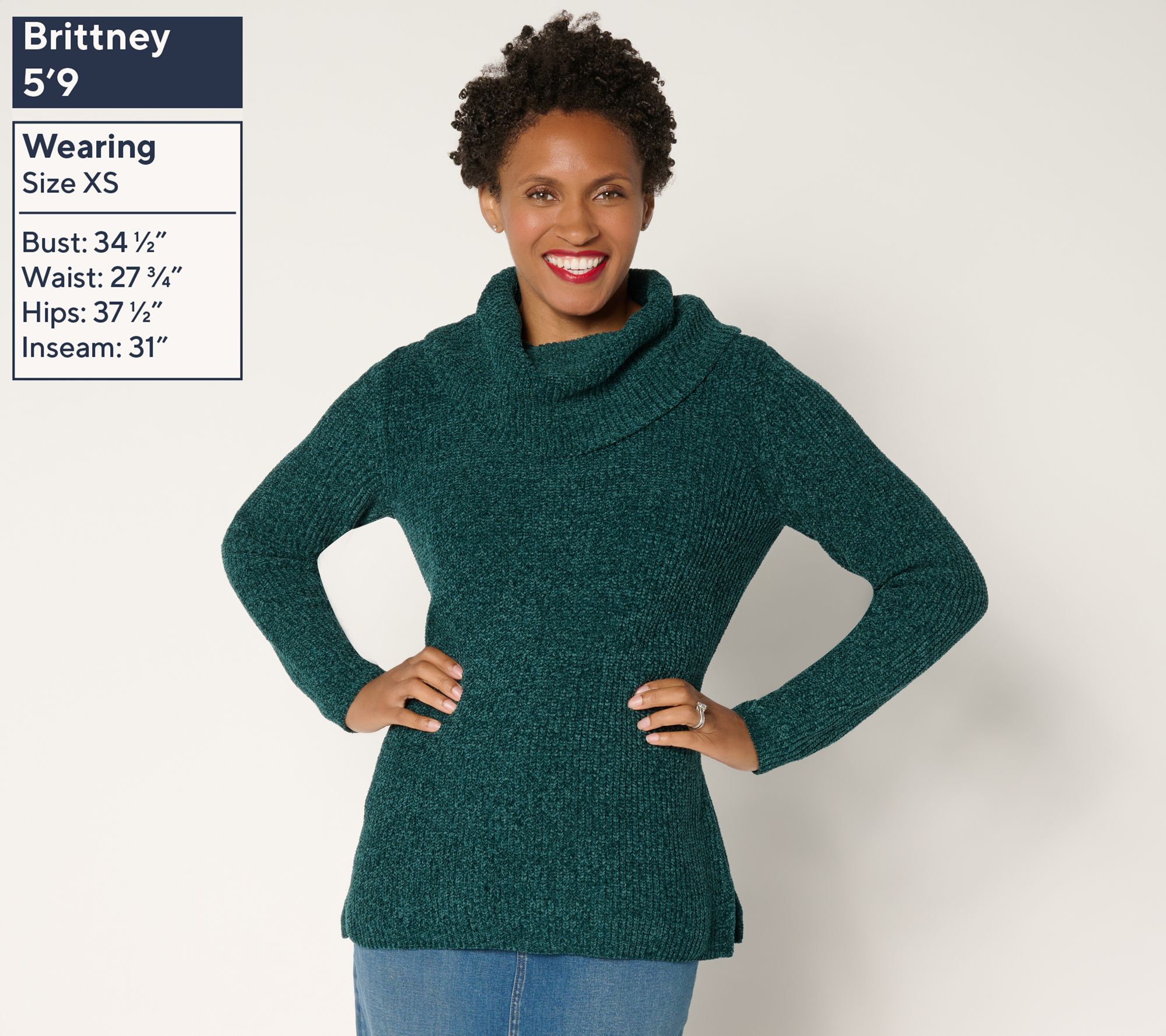 Belle by Kim Gravel Chenille Shaker Knit Cowl Neck