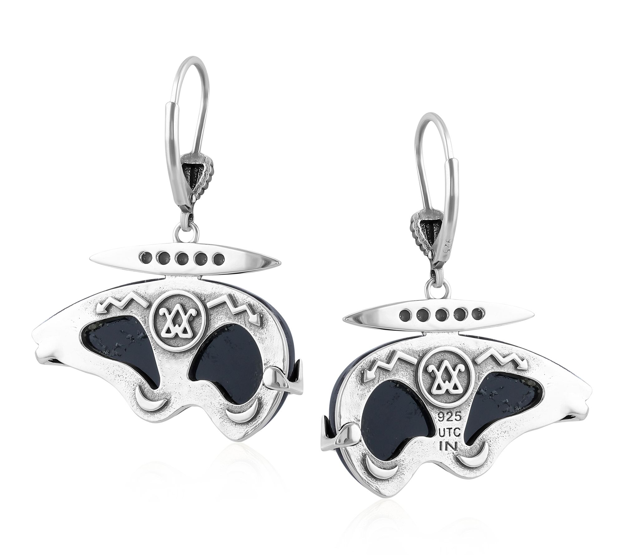 American West Sterling Silver Gemstone Bear Dangle Earrings