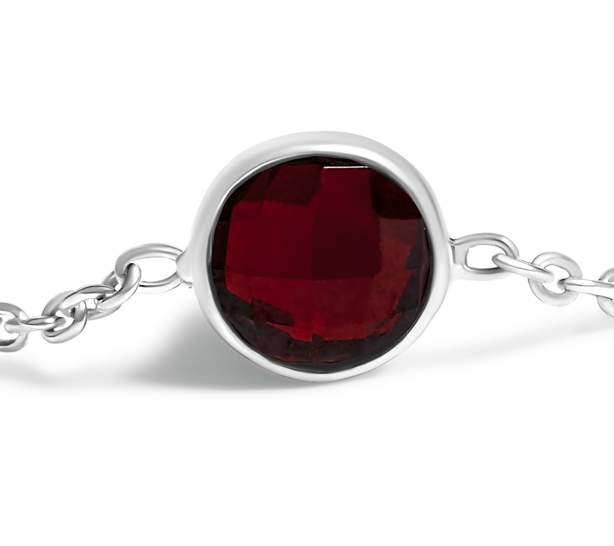 Haus of Brilliance Red Garnet Station Necklace,Sterling