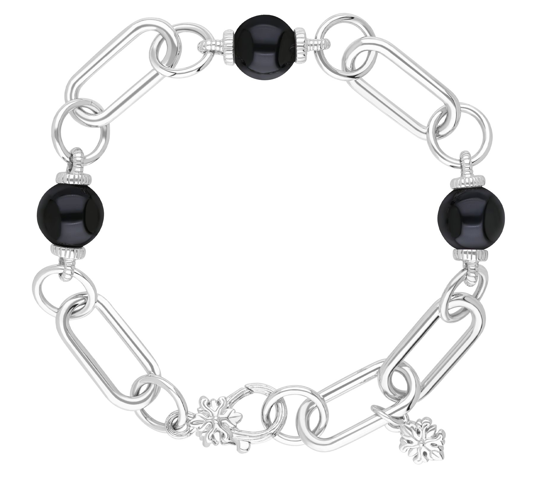 Ariva Sterling Silver Paperclip Link Gemstone Bead Bracelet