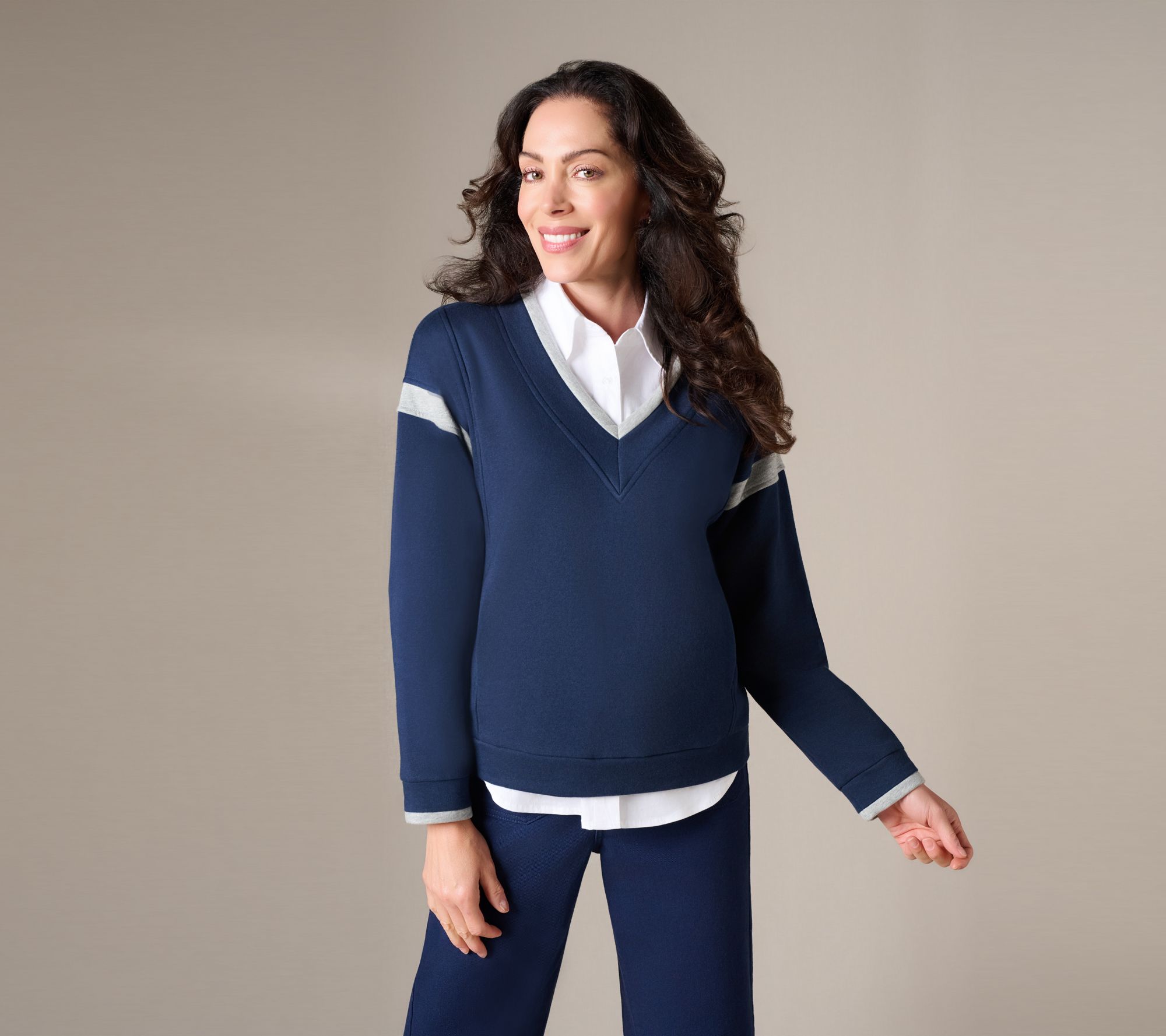 RM Studio x Rebecca Minkoff Varsity V-Neck Sweatshirt