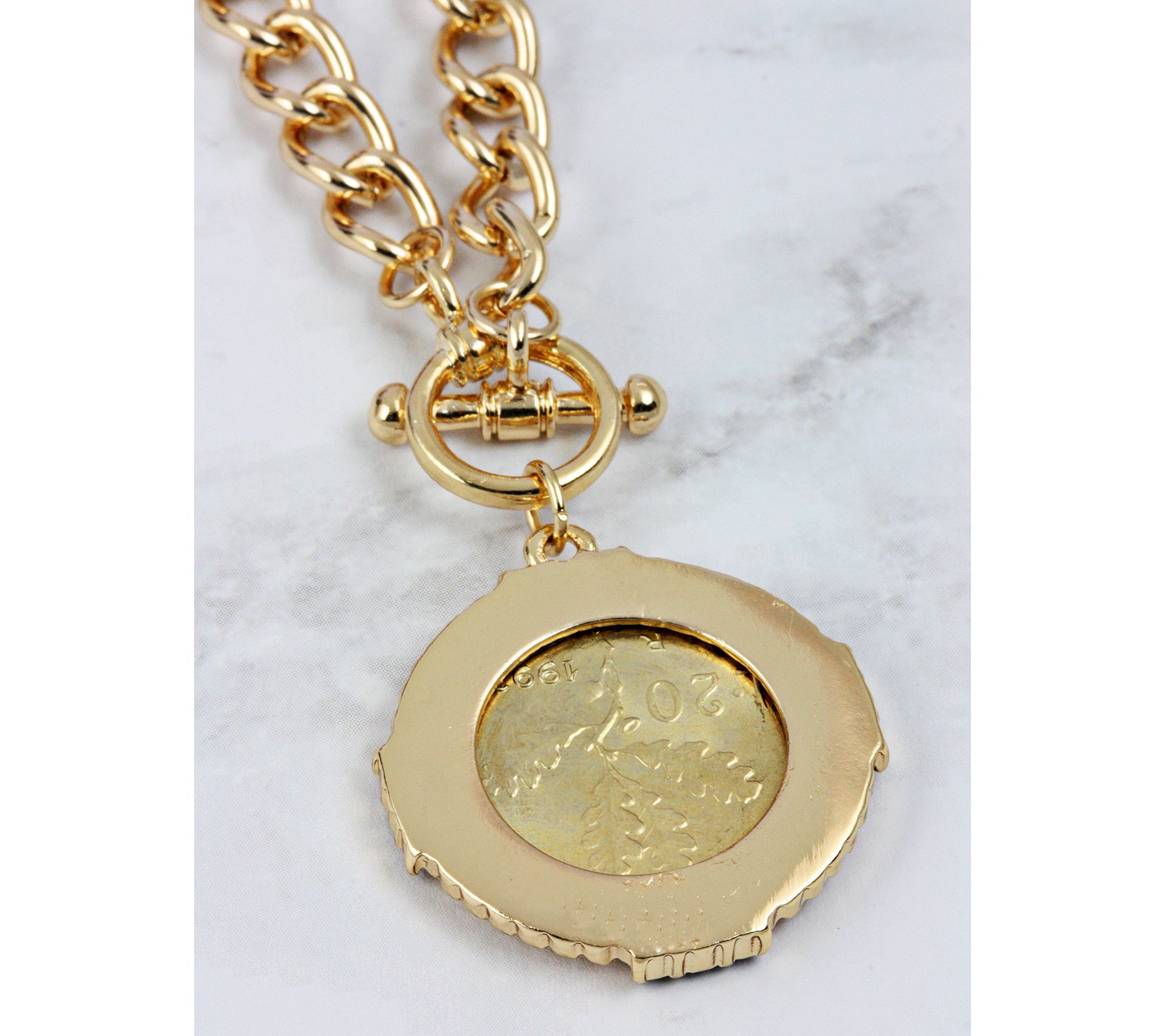 American Coin Italian 20 Lira Coin Toggle Bracelet