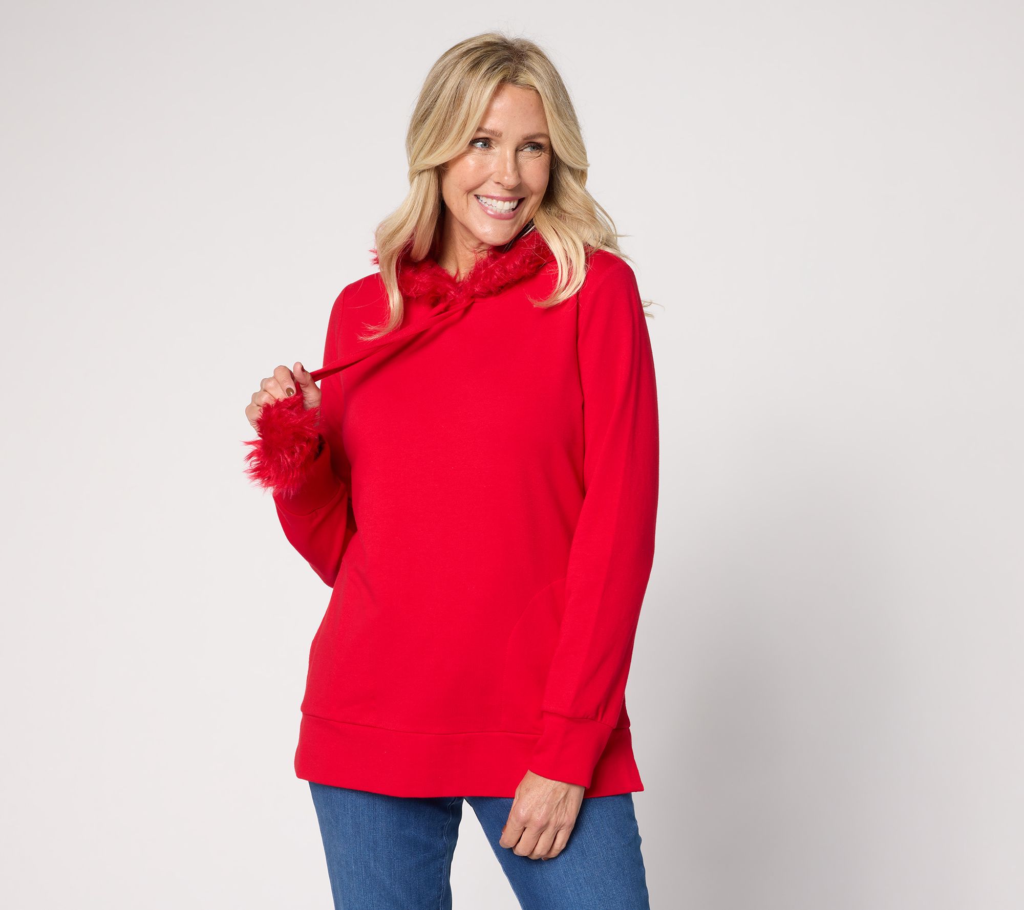 Belle by Kim Gravel Faux Fur Trimmed Hoodie