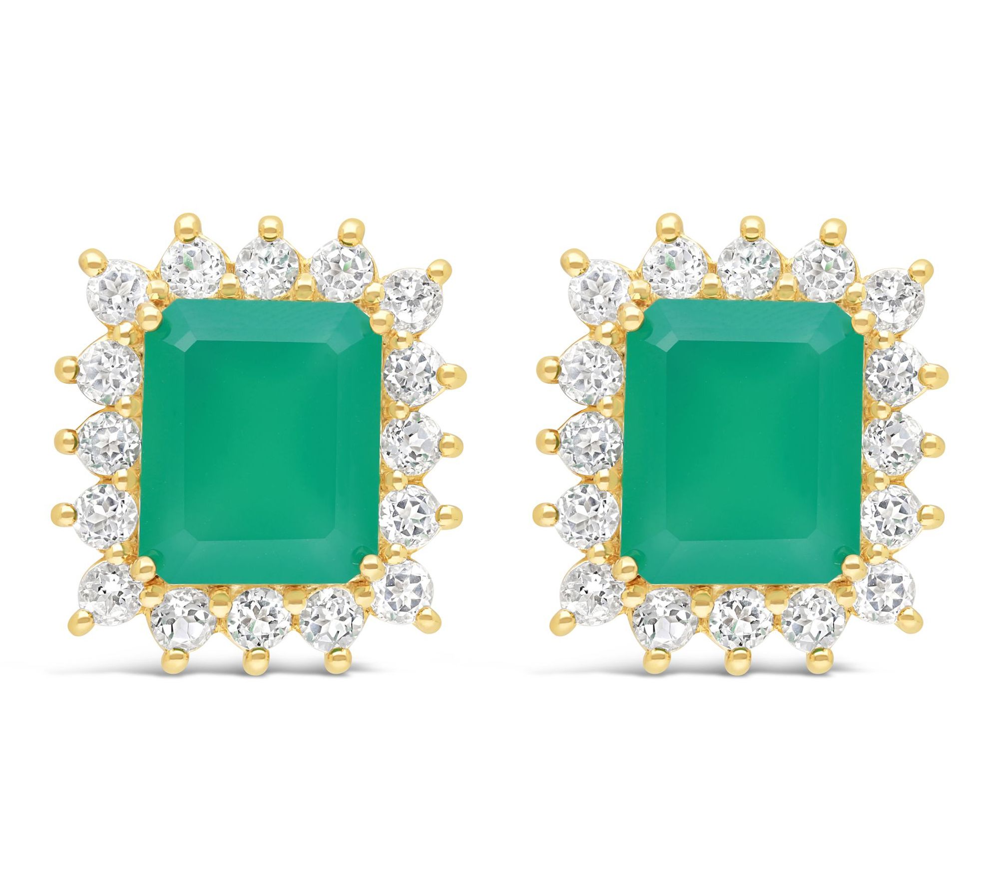 Ariva 18K Clad Green Chalcedony & White Topaz Vivien Earrings