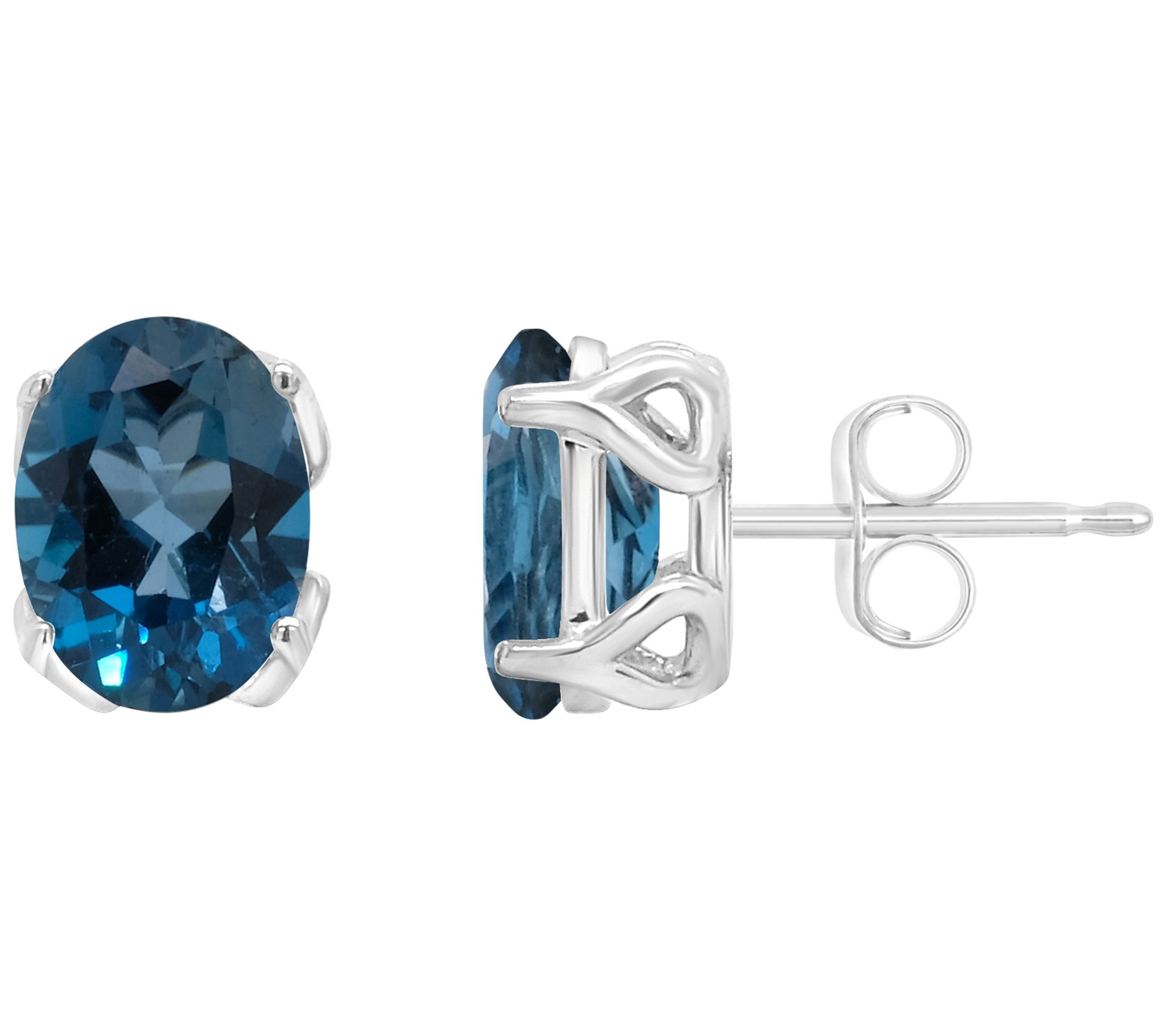 Sterling Silver Oval 2.90 cttw London Blue Topaz Earrings