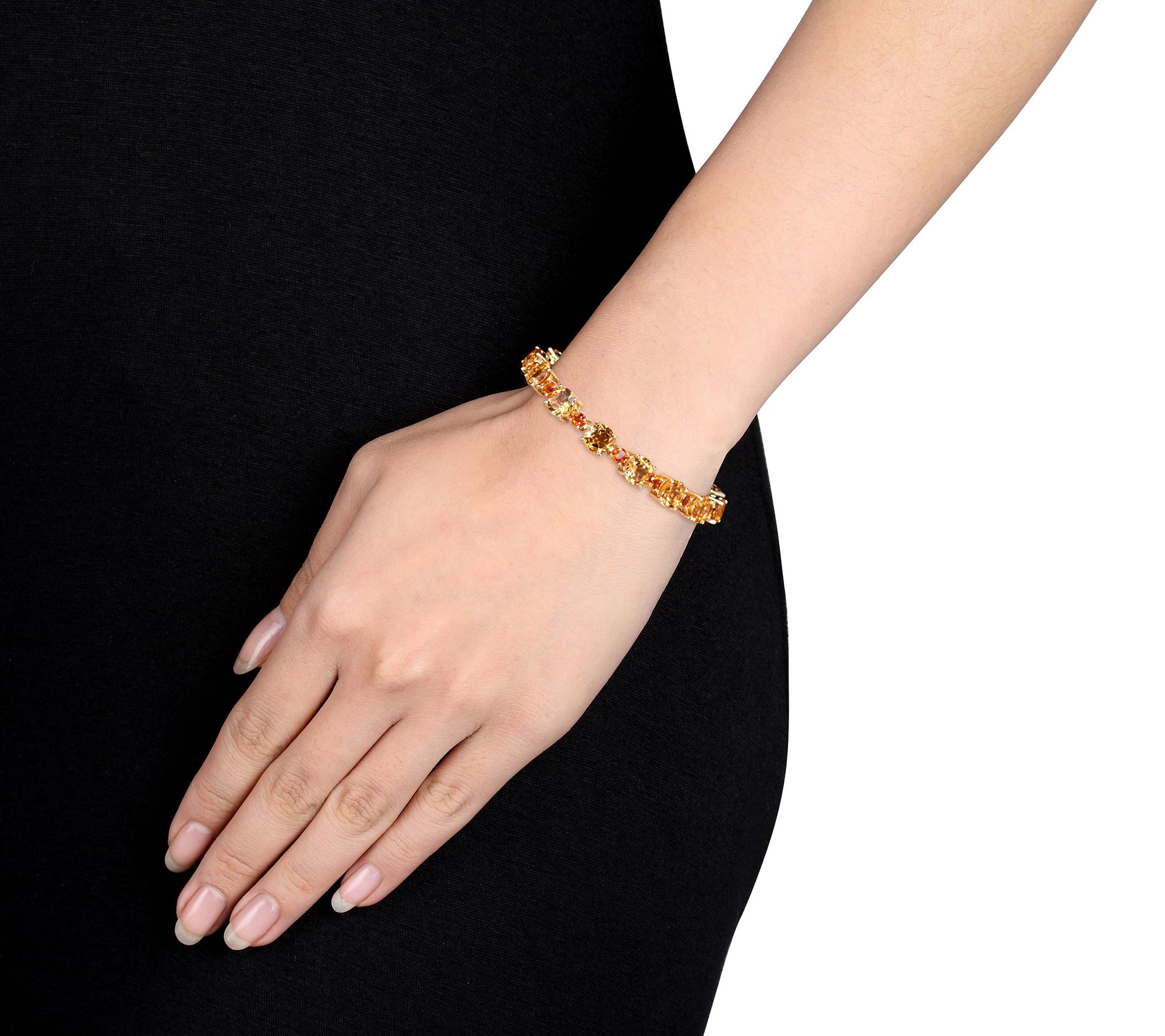 Sterling Silver 29.00 cttw Citrine Tennis Bracelet