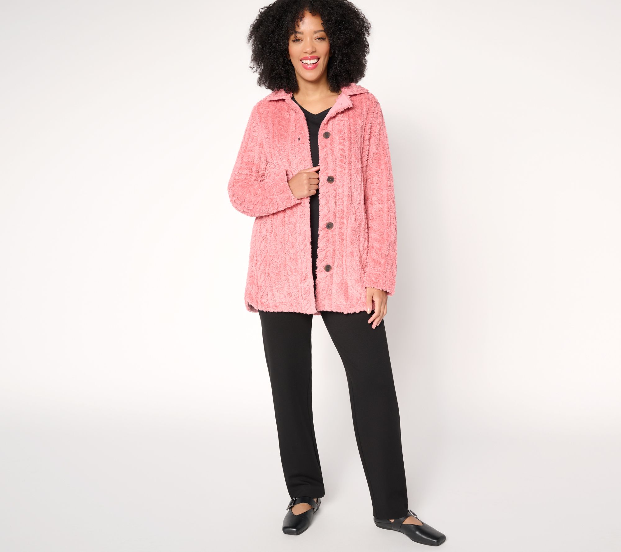 Cuddl Duds Sculpted Sherpa Shacket
