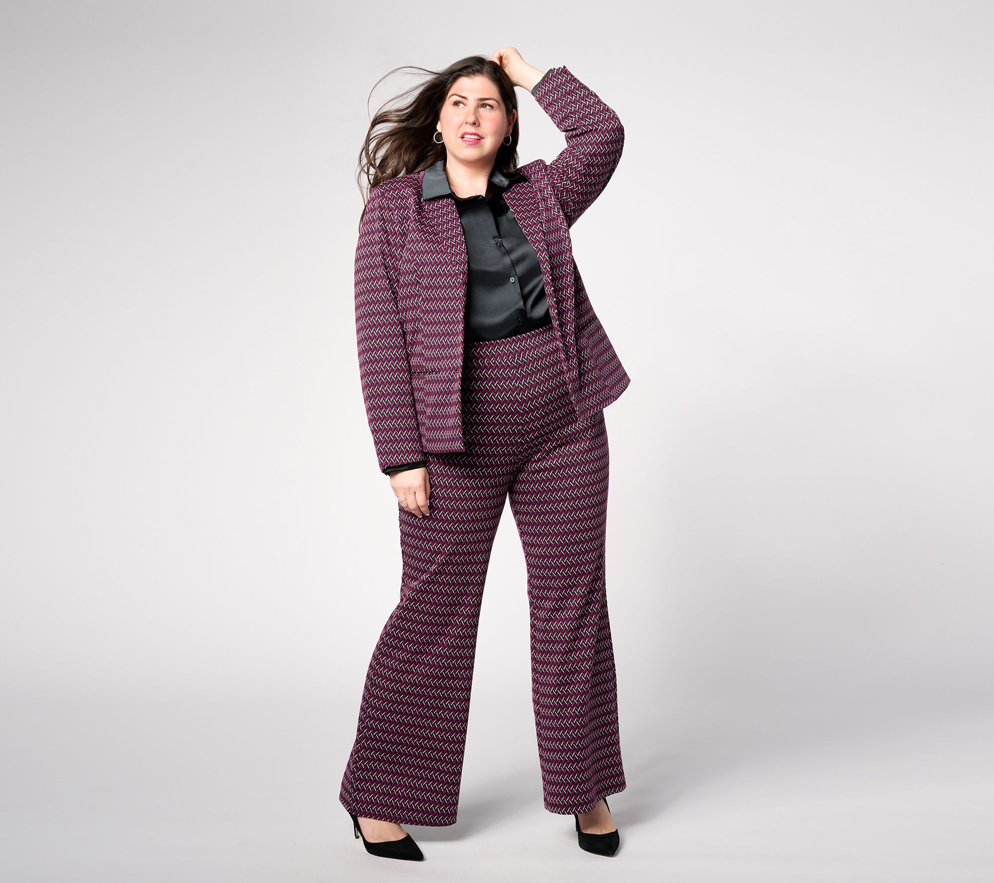 by Stacy London Patterned Knit Jacquard Blazer