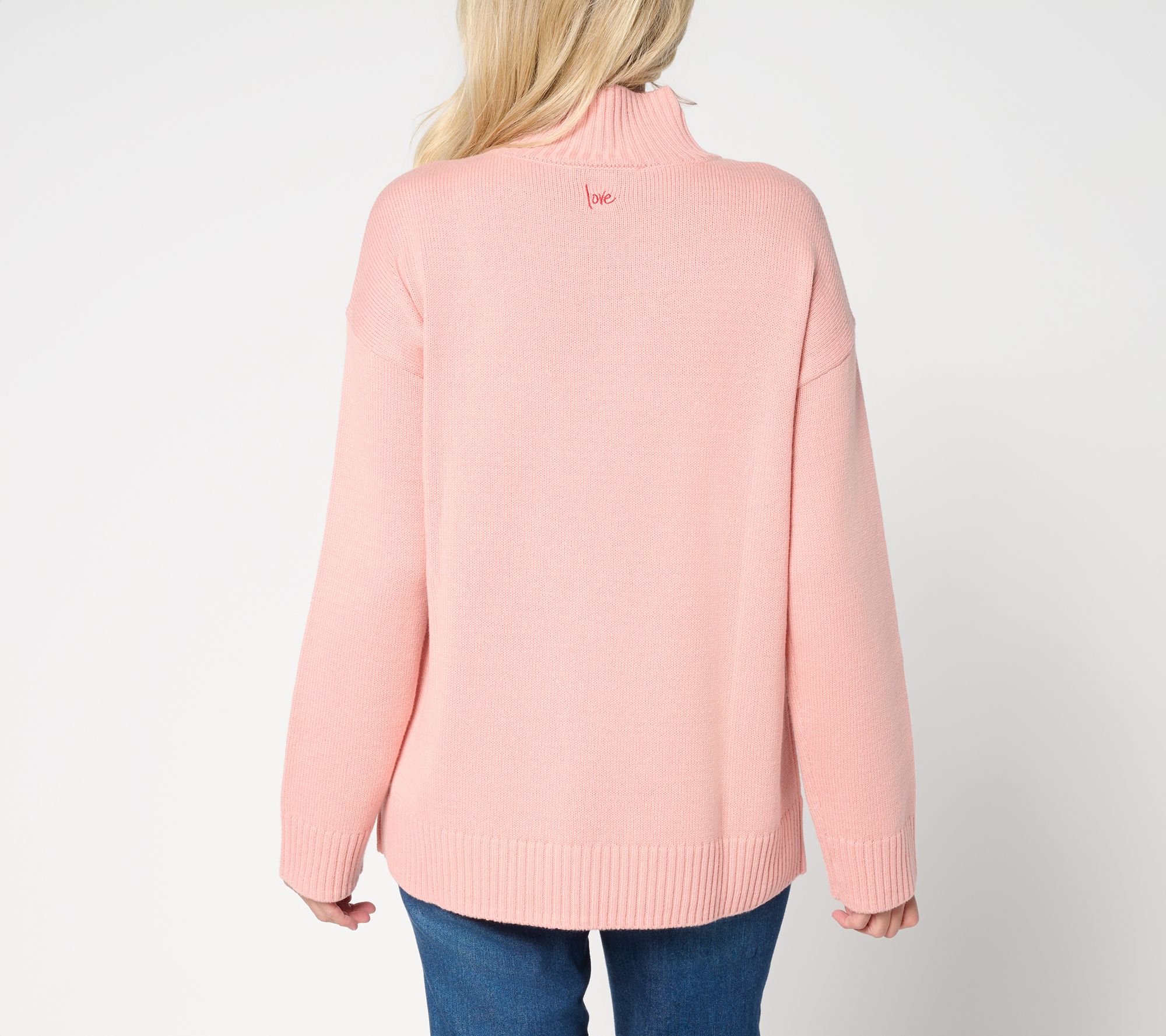 Peace Love World Cotton Turtleneck Color Block Pocket Sweater