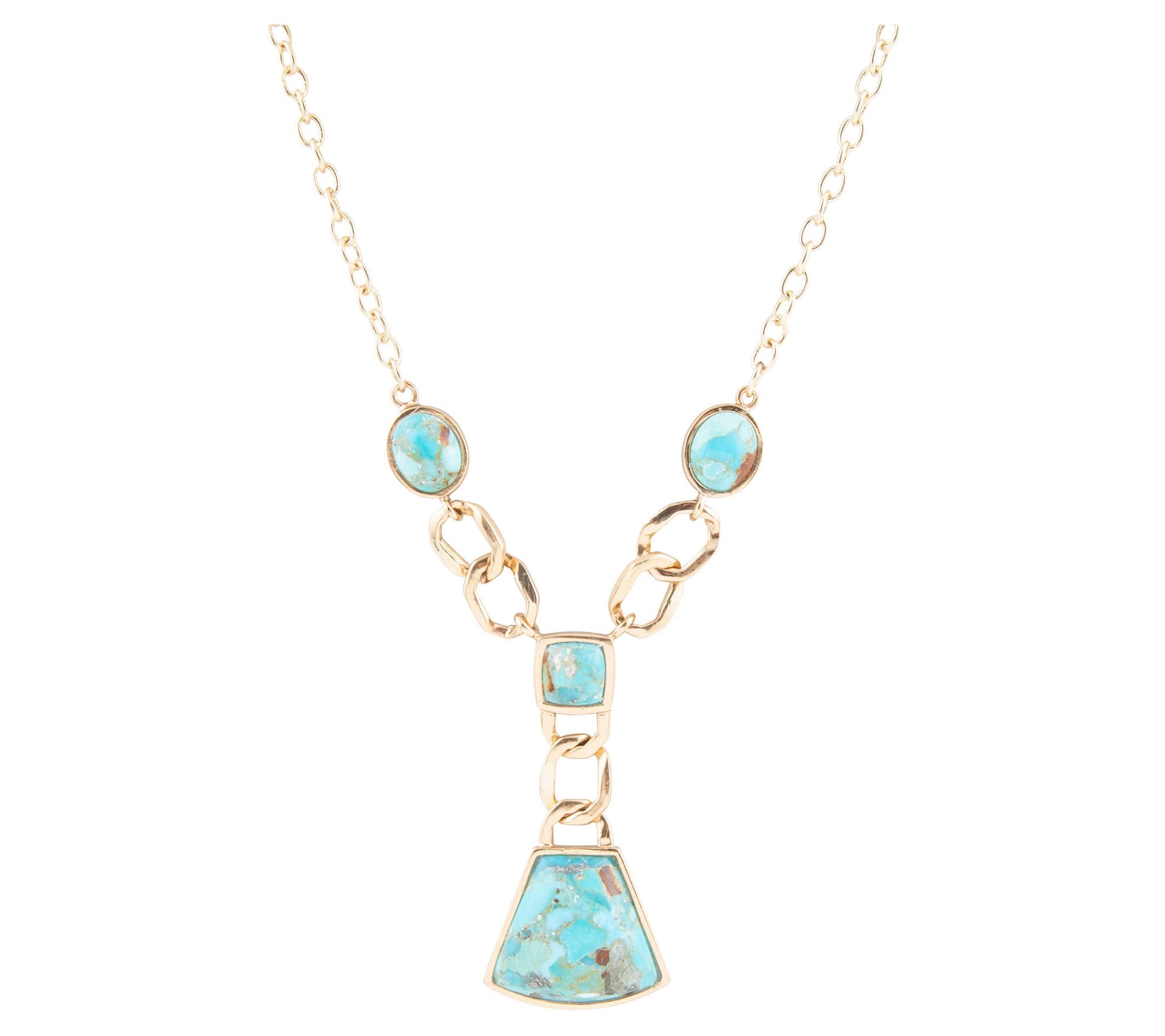 Barse Artisan Crafted Bronze Athena Turquoise YNecklace