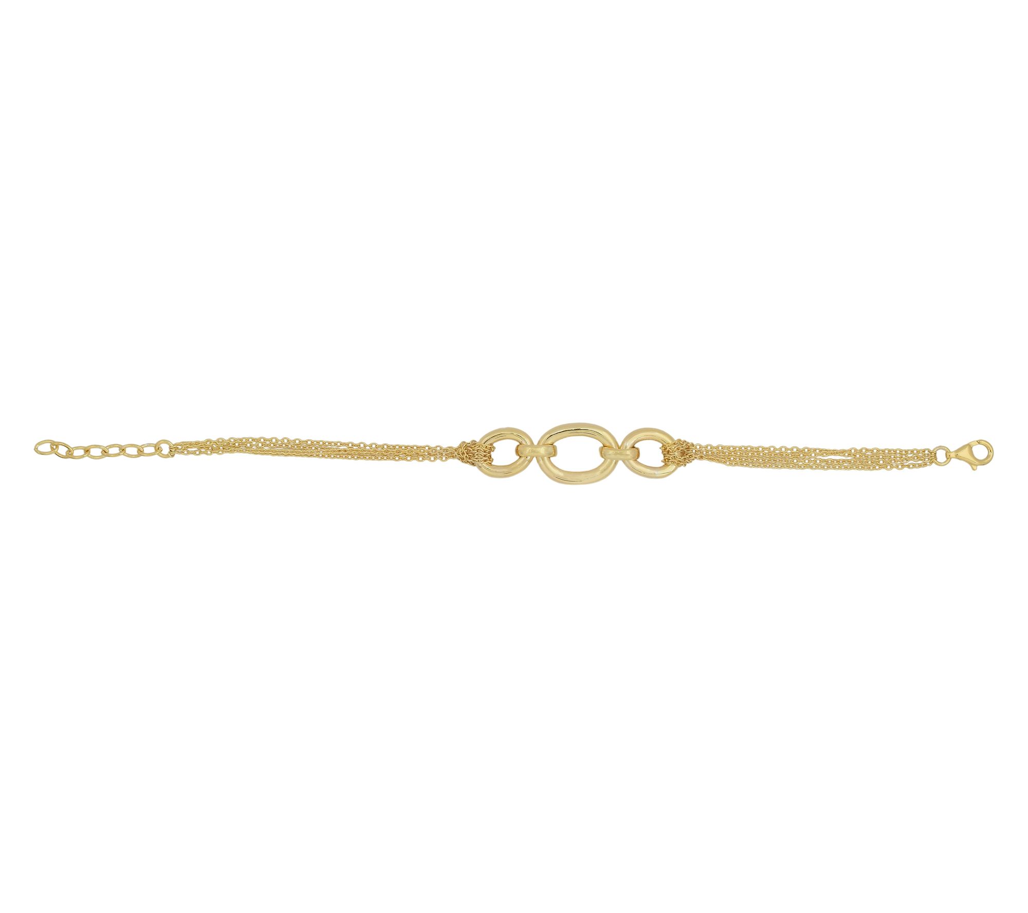14K Yellow Gold Plated Chunky Oval Link StationBracelet